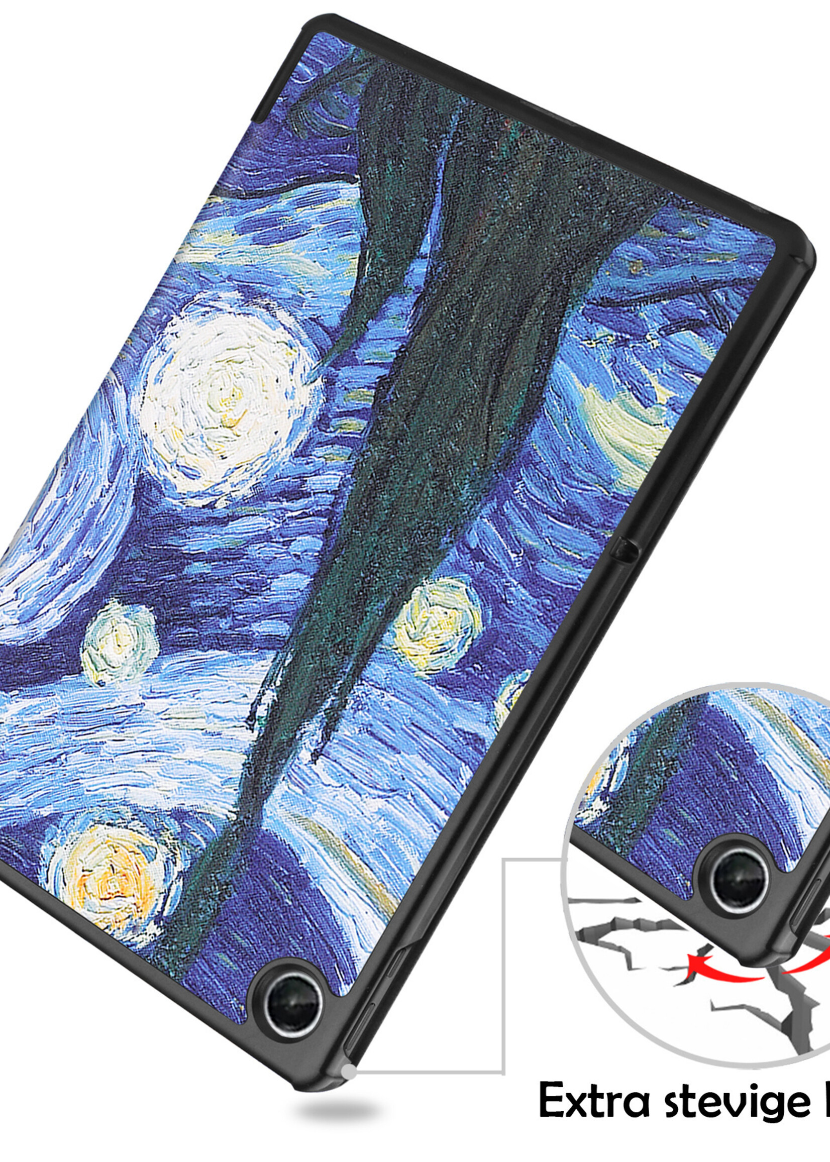 LUQ Hoes Geschikt voor Lenovo Tab M10 Plus 3rd Gen Hoes Luxe Hoesje Book Case Met Screenprotector - Hoesje Geschikt voor Lenovo Tab M10 Plus (3e Gen) Hoes Cover - Sterrenhemel