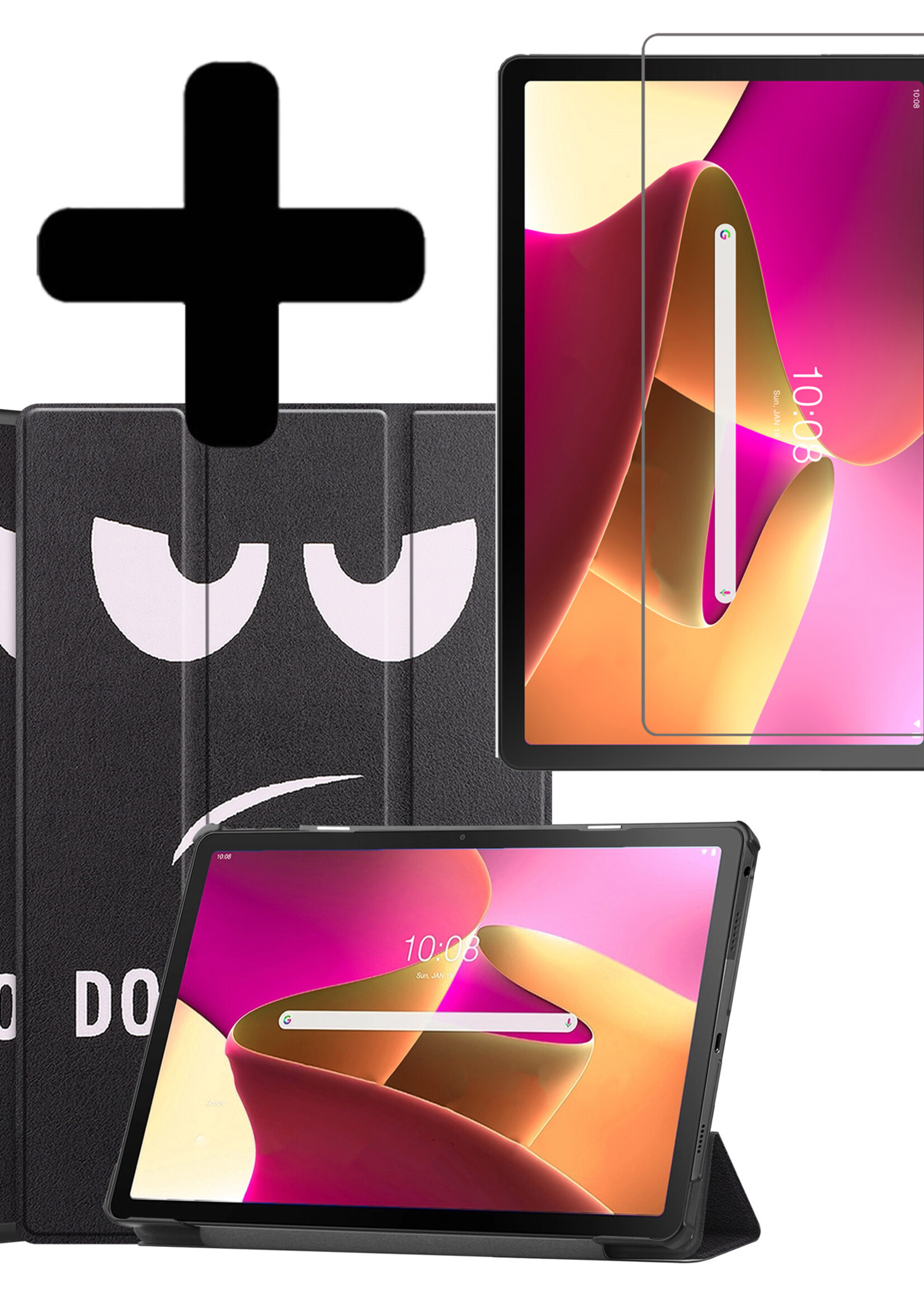 LUQ Hoes Geschikt voor Lenovo Tab M10 Plus 3rd Gen Hoes Luxe Hoesje Book Case Met Screenprotector - Hoesje Geschikt voor Lenovo Tab M10 Plus (3e Gen) Hoes Cover - Don't Touch Me