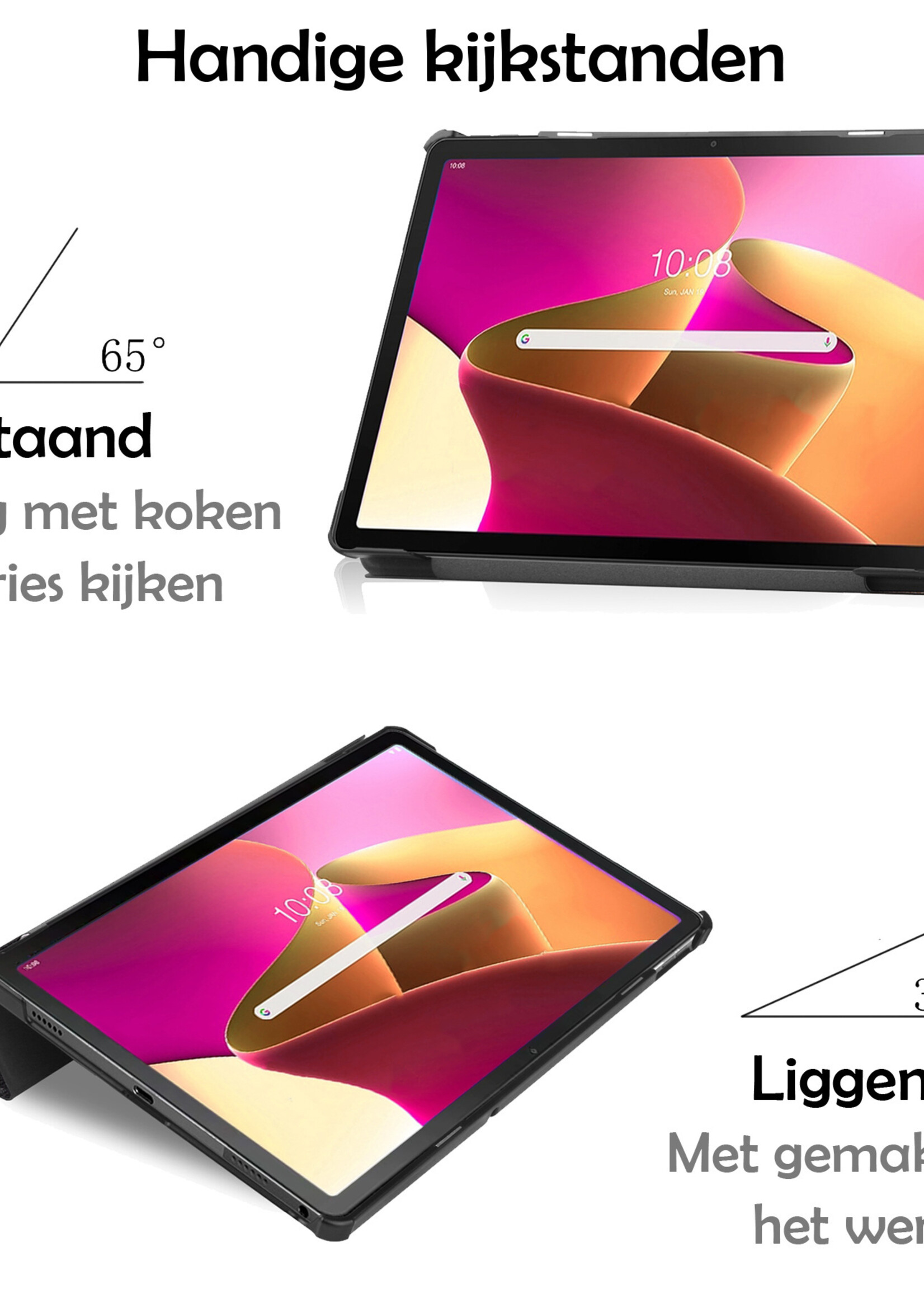 LUQ Hoes Geschikt voor Lenovo Tab M10 Plus 3rd Gen Hoes Luxe Hoesje Book Case Met Screenprotector - Hoesje Geschikt voor Lenovo Tab M10 Plus (3e Gen) Hoes Cover - Don't Touch Me