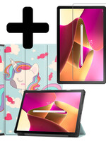 LUQ LUQ Lenovo Tab M10 Plus (3e generatie) Hoes Met Screenprotector - Eenhoorn