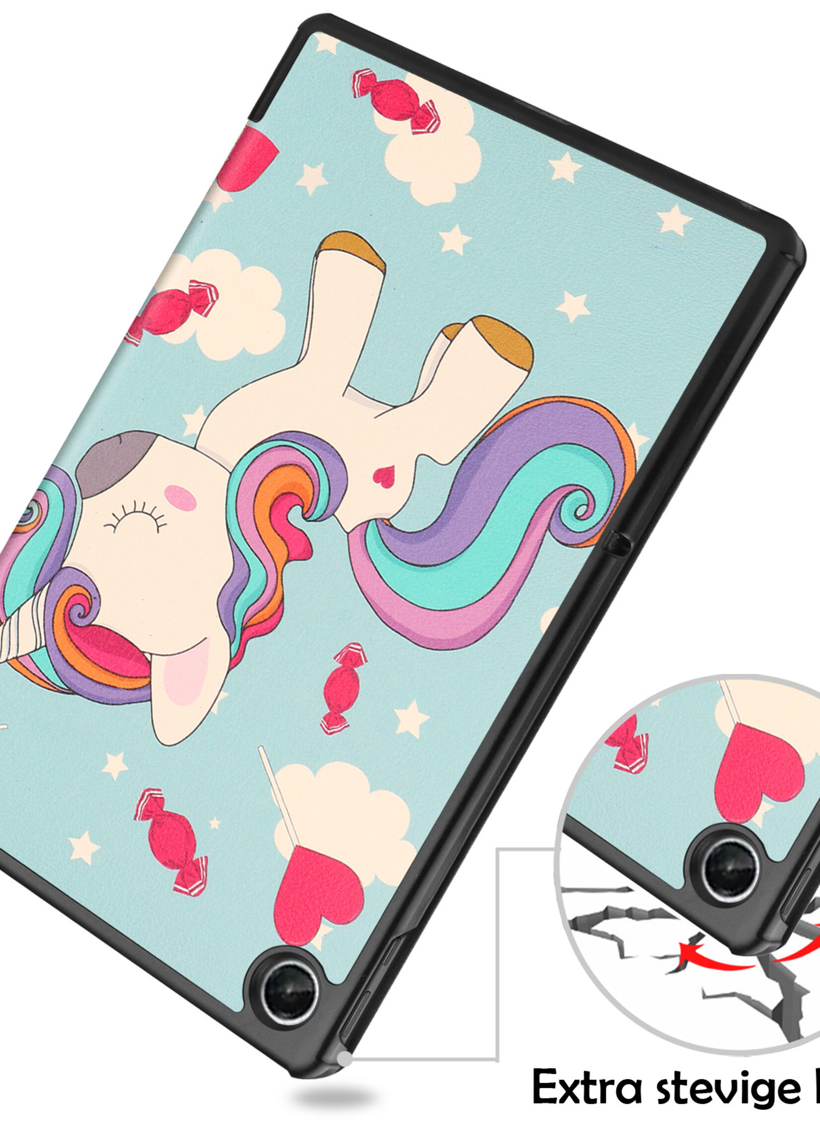 LUQ Hoes Geschikt voor Lenovo Tab M10 Plus 3rd Gen Hoes Luxe Hoesje Book Case Met Screenprotector - Hoesje Geschikt voor Lenovo Tab M10 Plus (3e Gen) Hoes Cover - Eenhoorn