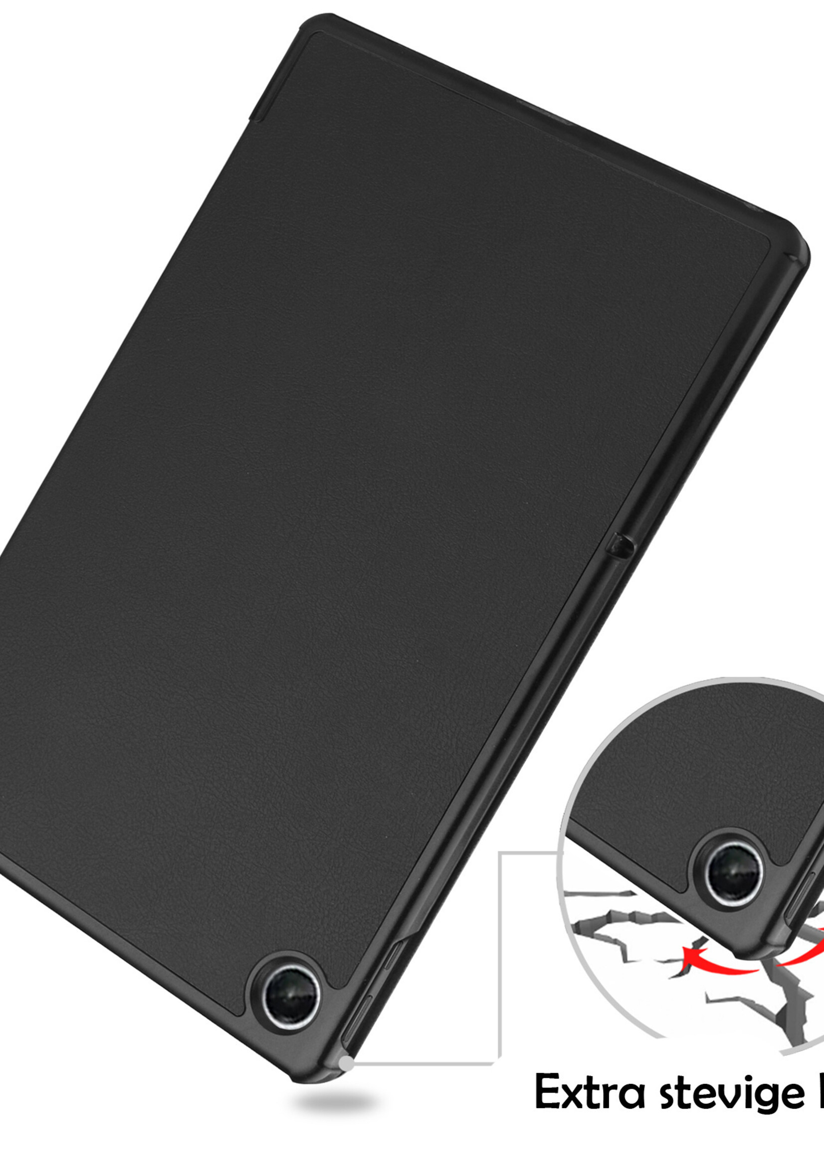 Hoes Geschikt voor Lenovo Tab M10 Plus 3rd Gen Hoes Luxe Hoesje Book Case Met Screenprotector - Hoesje Geschikt voor Lenovo Tab M10 Plus (3e Gen) Hoes Cover - Zwart