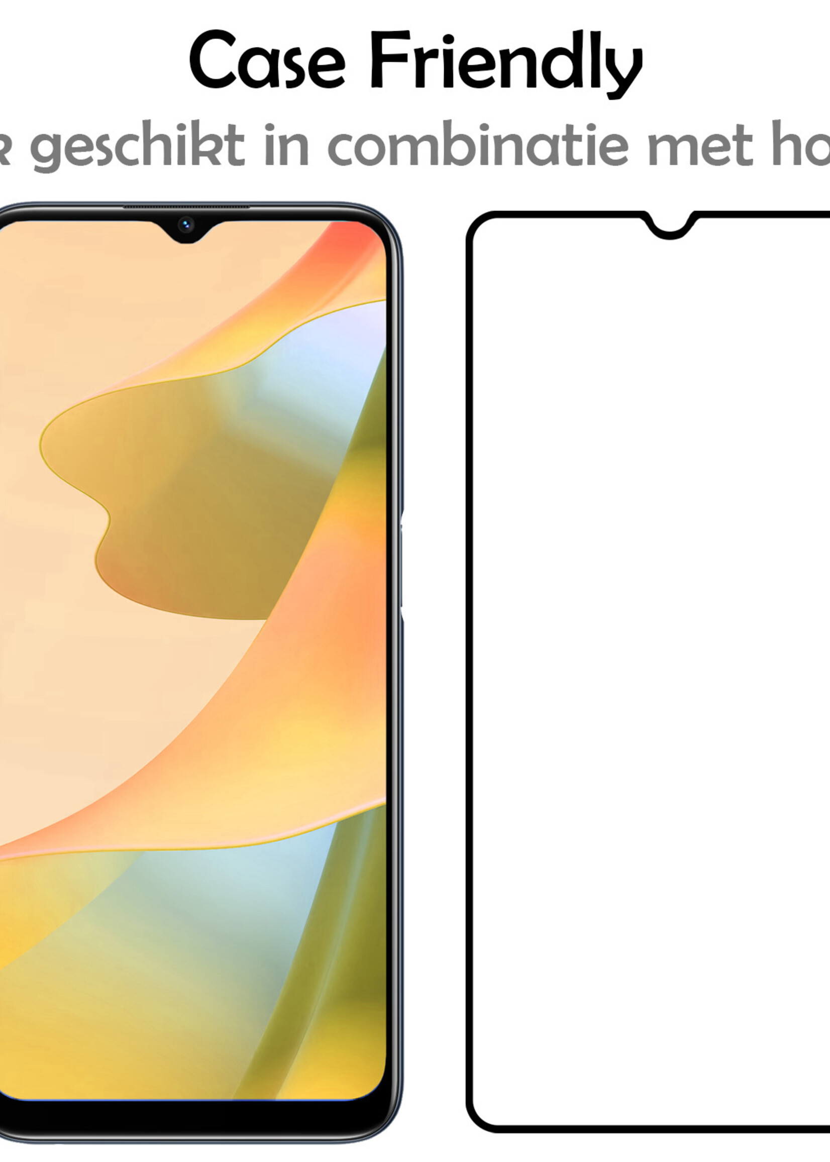 LUQ Screenprotector Geschikt voor OPPO A16s Screenprotector Glas Full Cover - Screenprotector Geschikt voor OPPO A16s Screenprotector Full Cover