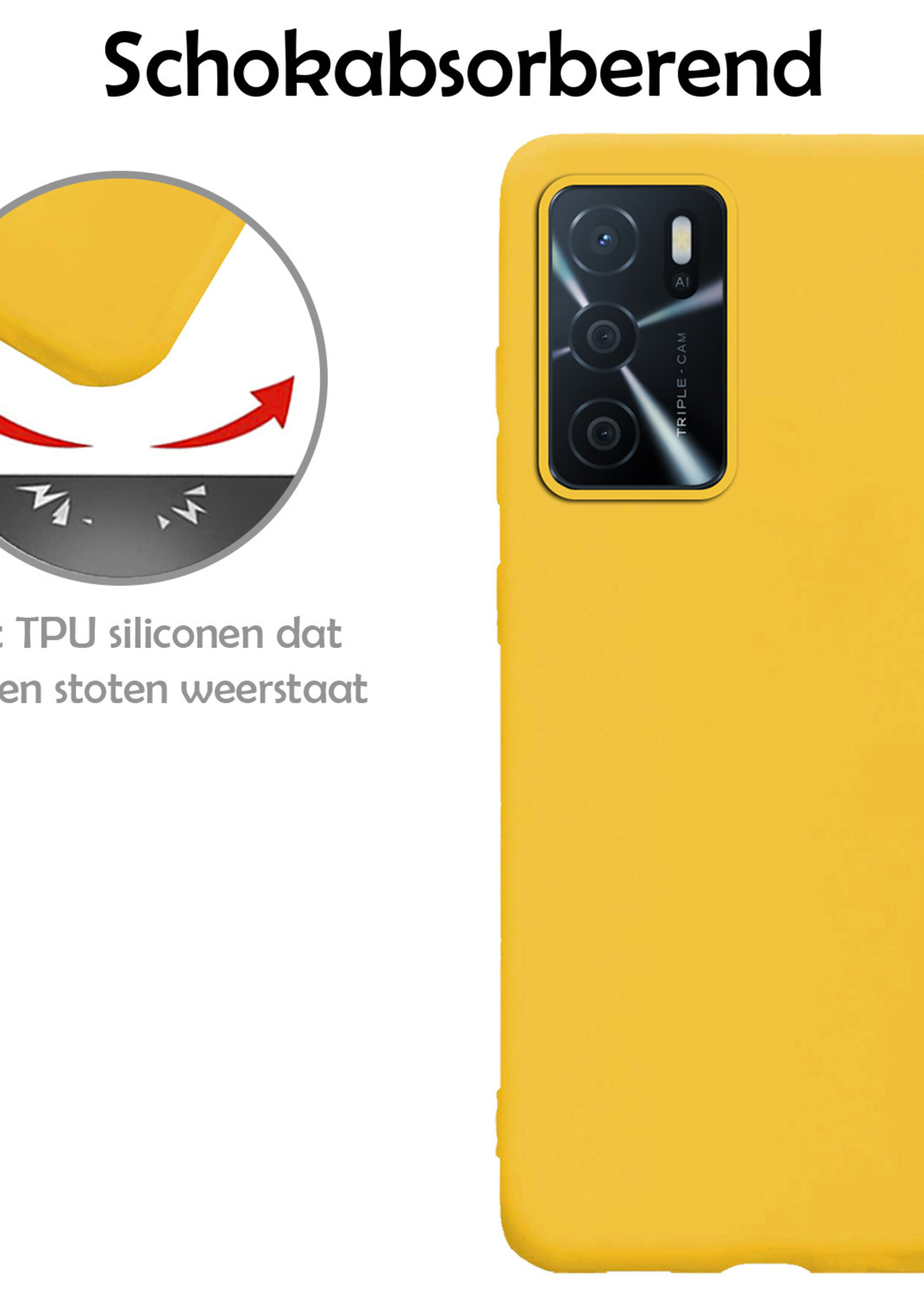 LUQ Hoesje Geschikt voor OPPO A16s Hoesje Siliconen Case - Hoes Geschikt voor OPPO A16s Hoes Siliconen - Geel