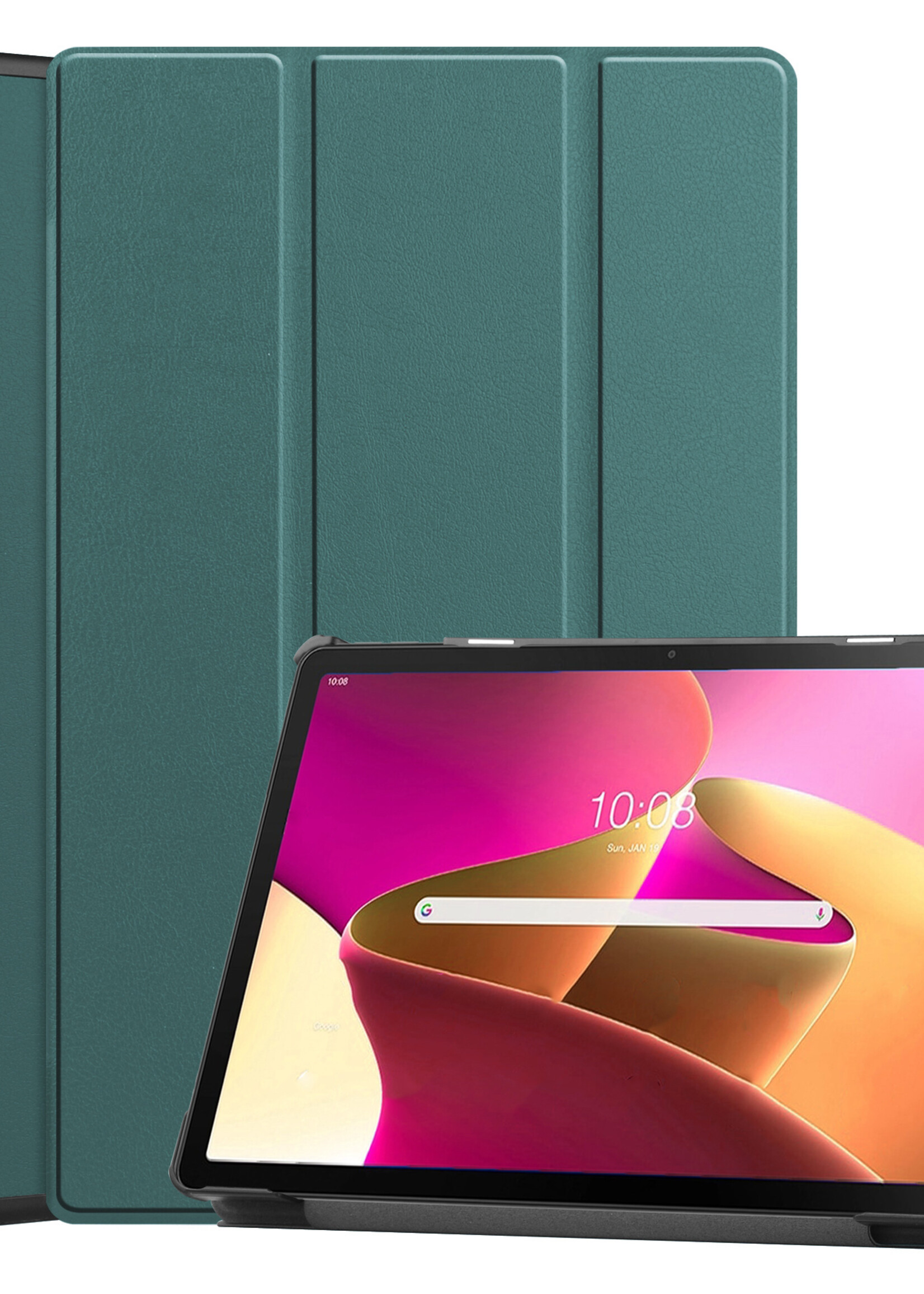 LUQ Hoes Geschikt voor Lenovo Tab M10 Plus 3rd Gen Hoes Luxe Hoesje Book Case - Hoesje Geschikt voor Lenovo Tab M10 Plus (3e Gen) Hoes Cover - Donkergroen
