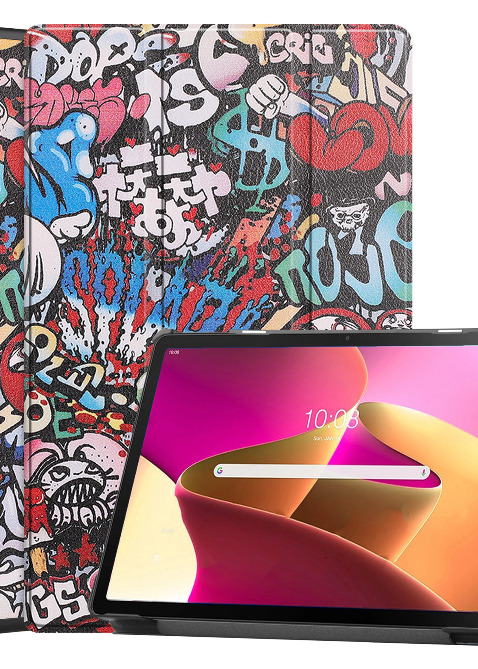 LUQ Hoes Geschikt voor Lenovo Tab M10 Plus 3rd Gen Hoes Luxe Hoesje Book Case - Hoesje Geschikt voor Lenovo Tab M10 Plus (3e Gen) Hoes Cover - Graffity