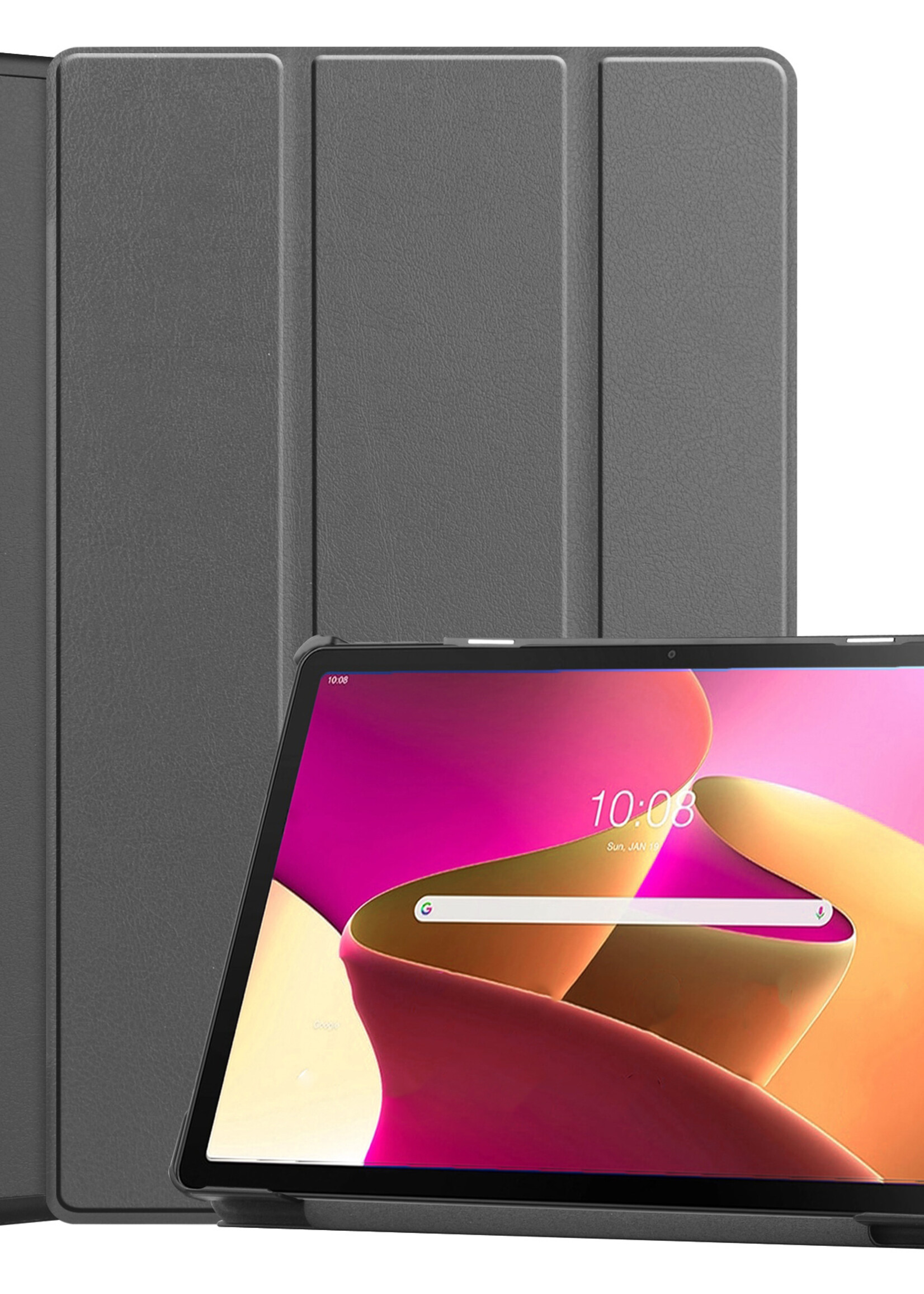LUQ Hoes Geschikt voor Lenovo Tab M10 Plus 3rd Gen Hoes Luxe Hoesje Book Case - Hoesje Geschikt voor Lenovo Tab M10 Plus (3e Gen) Hoes Cover - Grijs