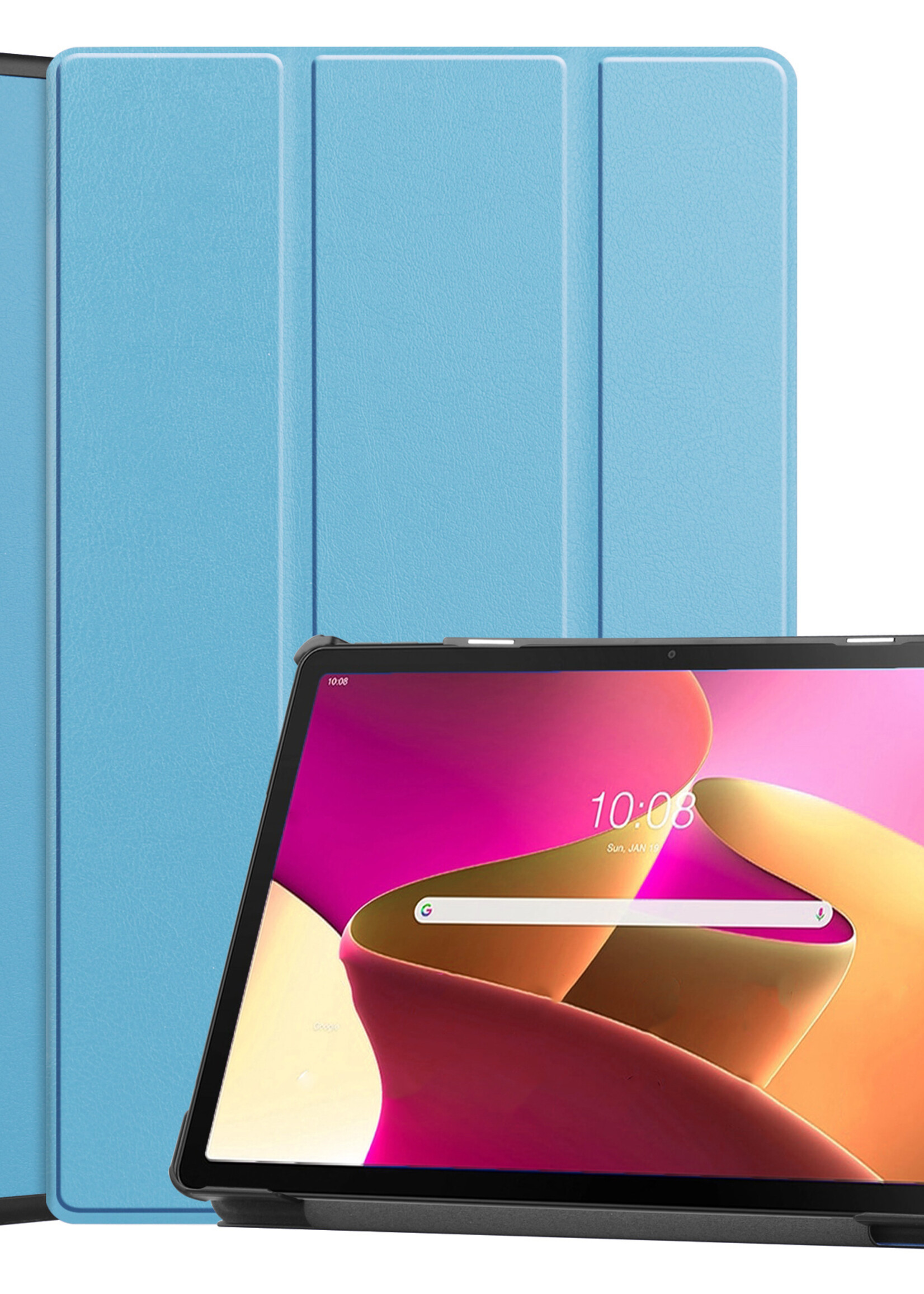 LUQ Hoes Geschikt voor Lenovo Tab M10 Plus 3rd Gen Hoes Luxe Hoesje Book Case - Hoesje Geschikt voor Lenovo Tab M10 Plus (3e Gen) Hoes Cover - Lichtblauw