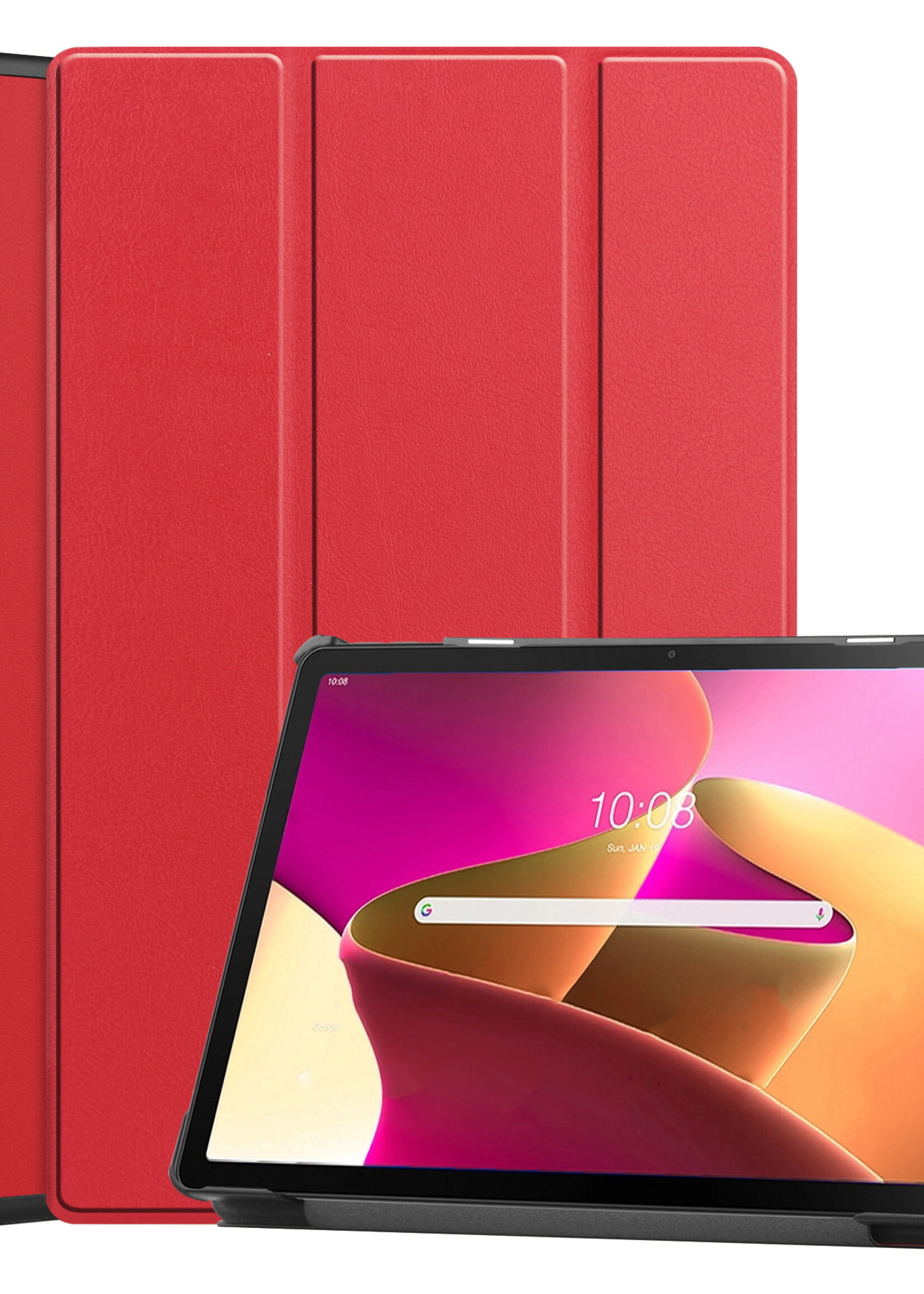 LUQ Hoes Geschikt voor Lenovo Tab M10 Plus 3rd Gen Hoes Luxe Hoesje Book Case - Hoesje Geschikt voor Lenovo Tab M10 Plus (3e Gen) Hoes Cover - Rood