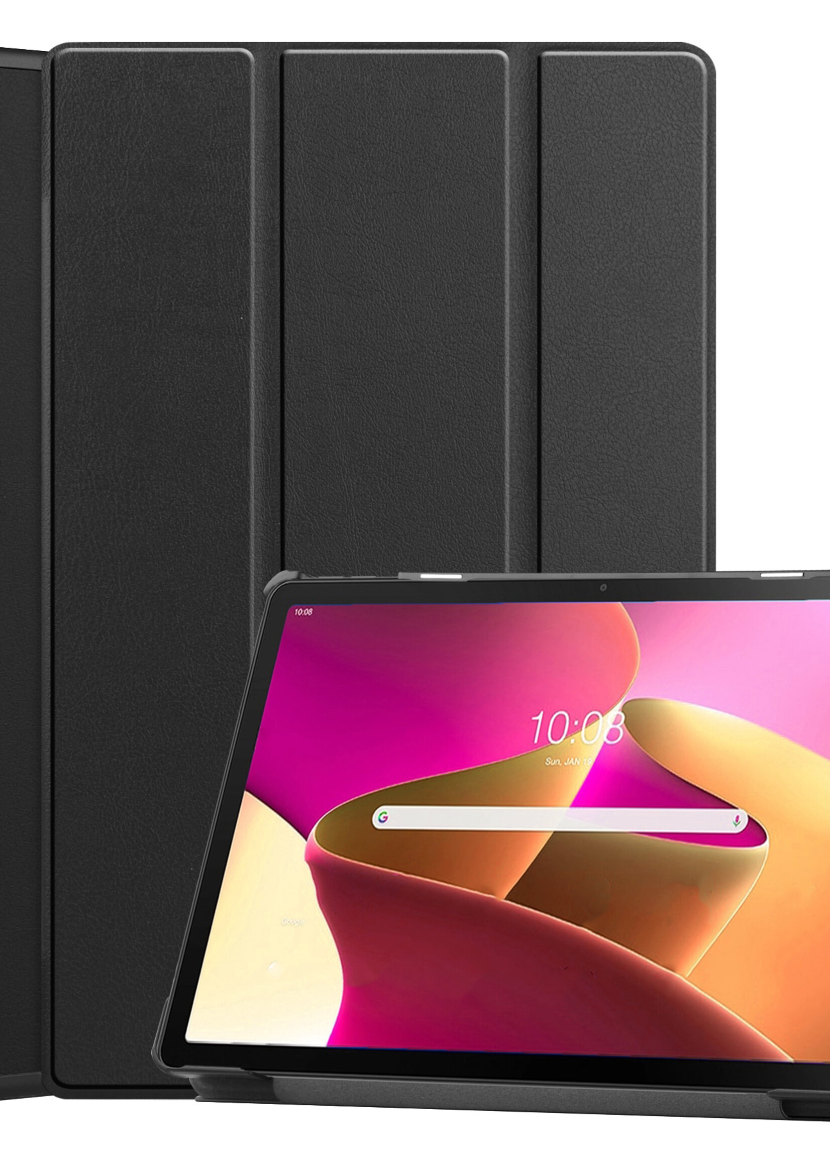 LUQ Hoes Geschikt voor Lenovo Tab M10 Plus 3rd Gen Hoes Luxe Hoesje Book Case - Hoesje Geschikt voor Lenovo Tab M10 Plus (3e Gen) Hoes Cover - Zwart
