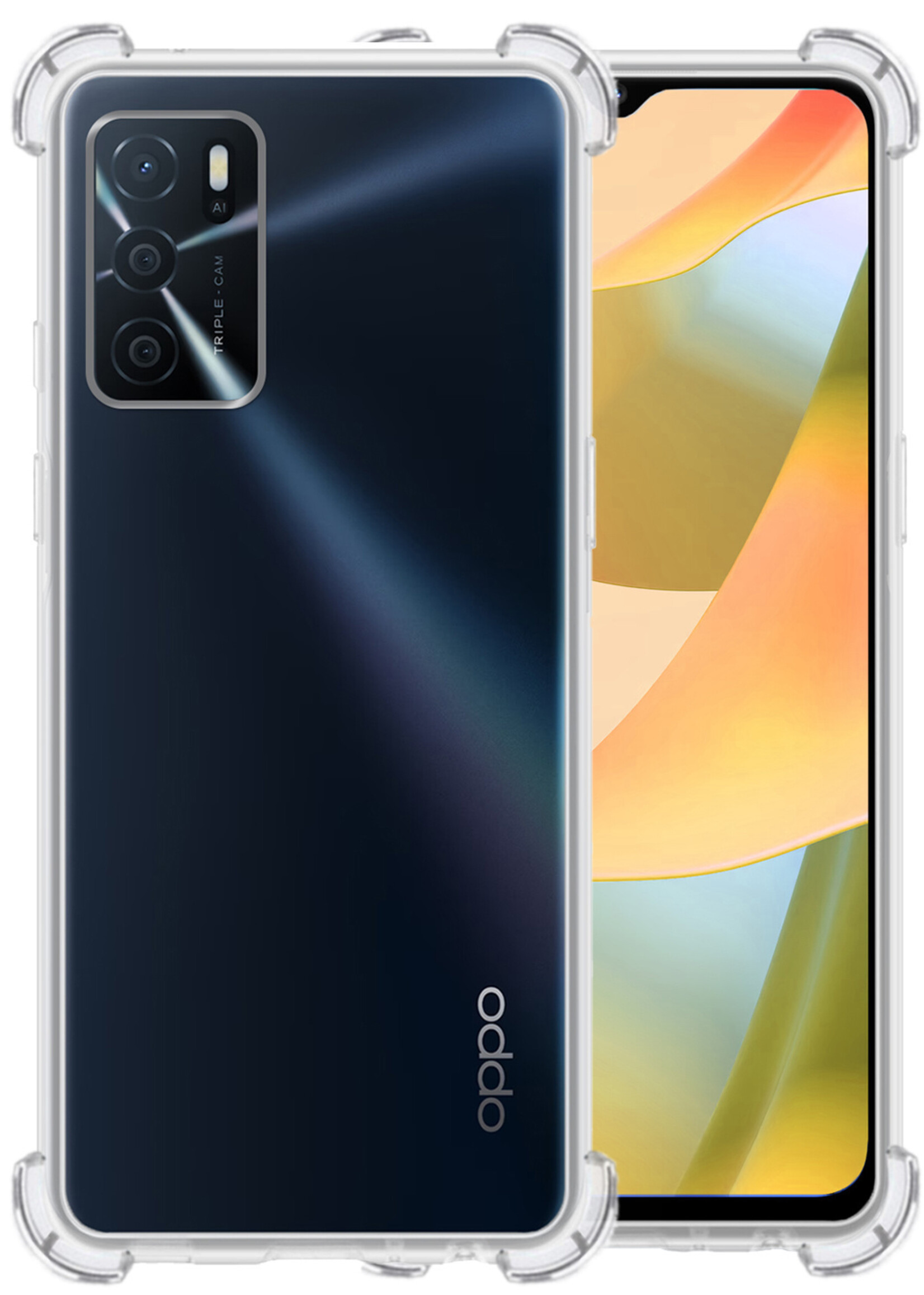 LUQ Hoesje Geschikt voor OPPO A16s Hoesje Shockproof Case Siliconen - Hoes Geschikt voor OPPO A16s Hoes Cover Siliconen - Transparant
