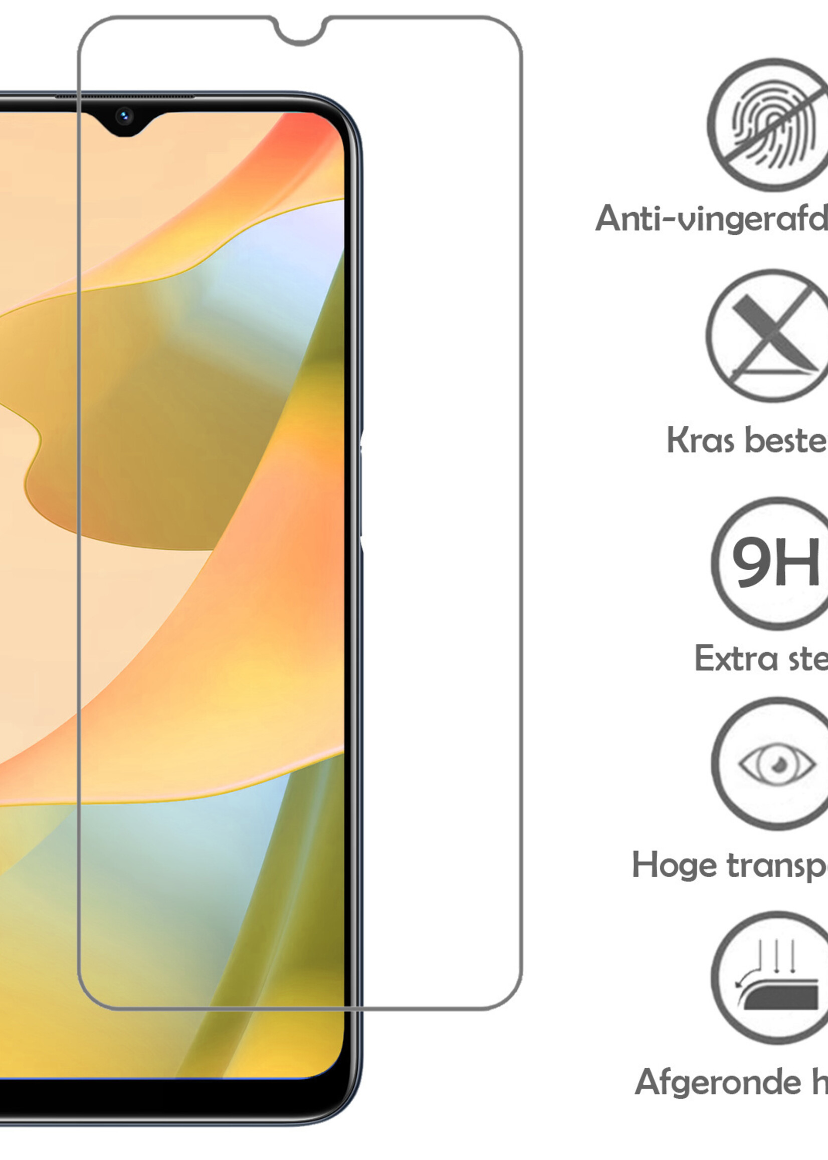 LUQ Screenprotector Geschikt voor OPPO A16s Screenprotector Beschermglas Gehard Glas - Screenprotector Geschikt voor OPPO A16s Screenprotector Glas - 2 Stuks