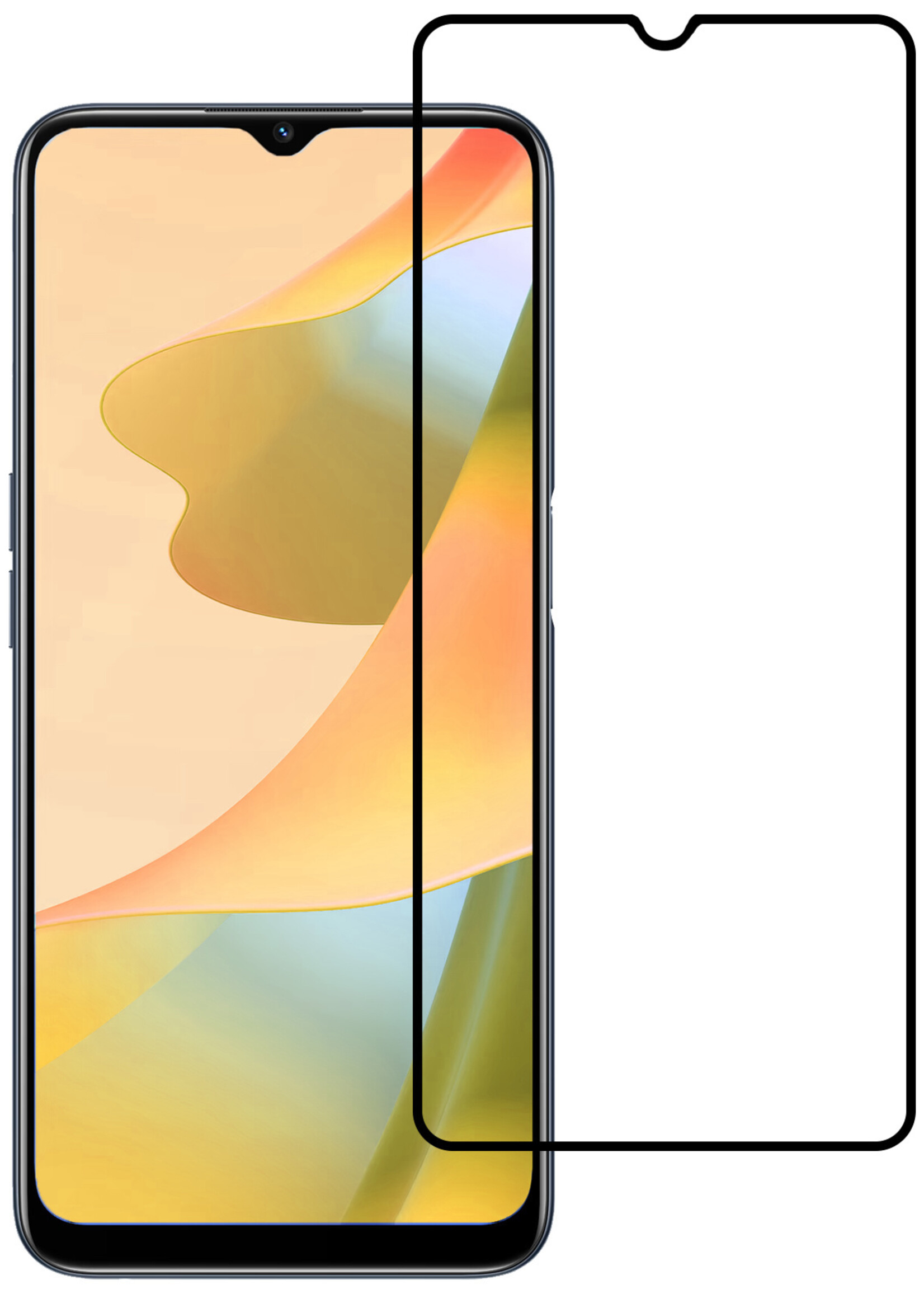 LUQ Screenprotector Geschikt voor OPPO A16s Screenprotector Glas Full Cover - Screenprotector Geschikt voor OPPO A16s Screenprotector Full Cover