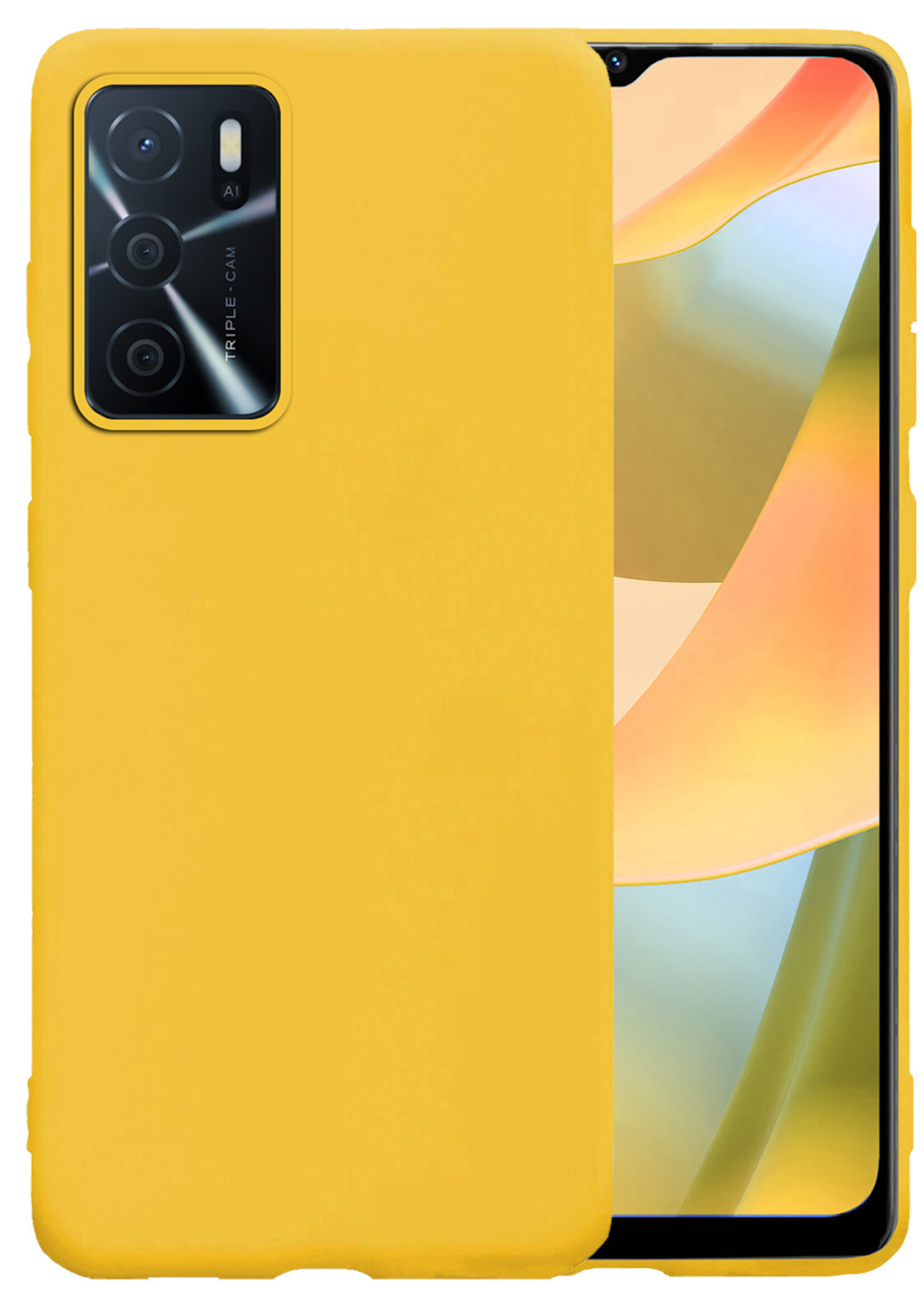 LUQ Hoesje Geschikt voor OPPO A16s Hoesje Siliconen Case - Hoes Geschikt voor OPPO A16s Hoes Siliconen - Geel