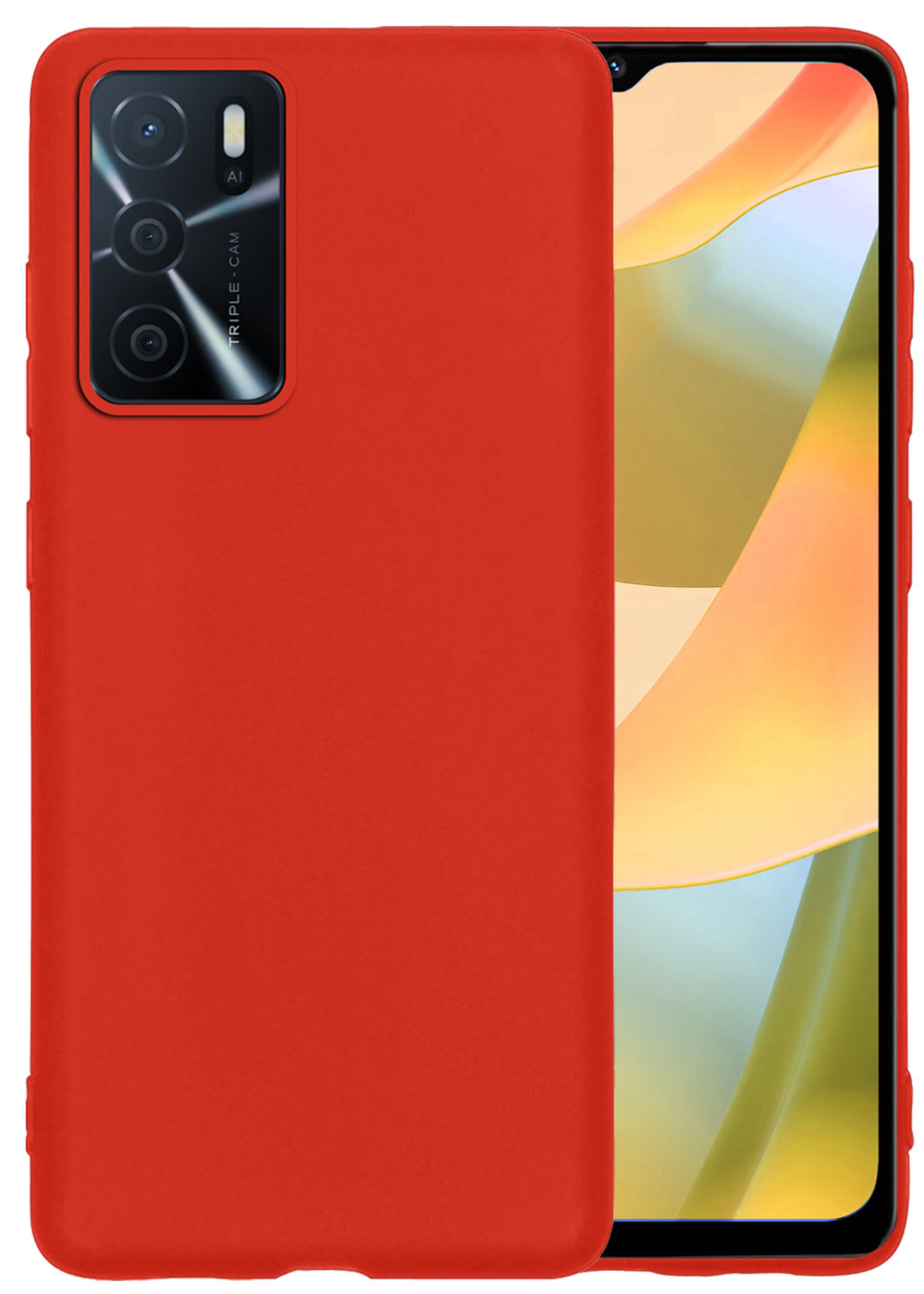 LUQ Hoesje Geschikt voor OPPO A16s Hoesje Siliconen Case - Hoes Geschikt voor OPPO A16s Hoes Siliconen - Rood