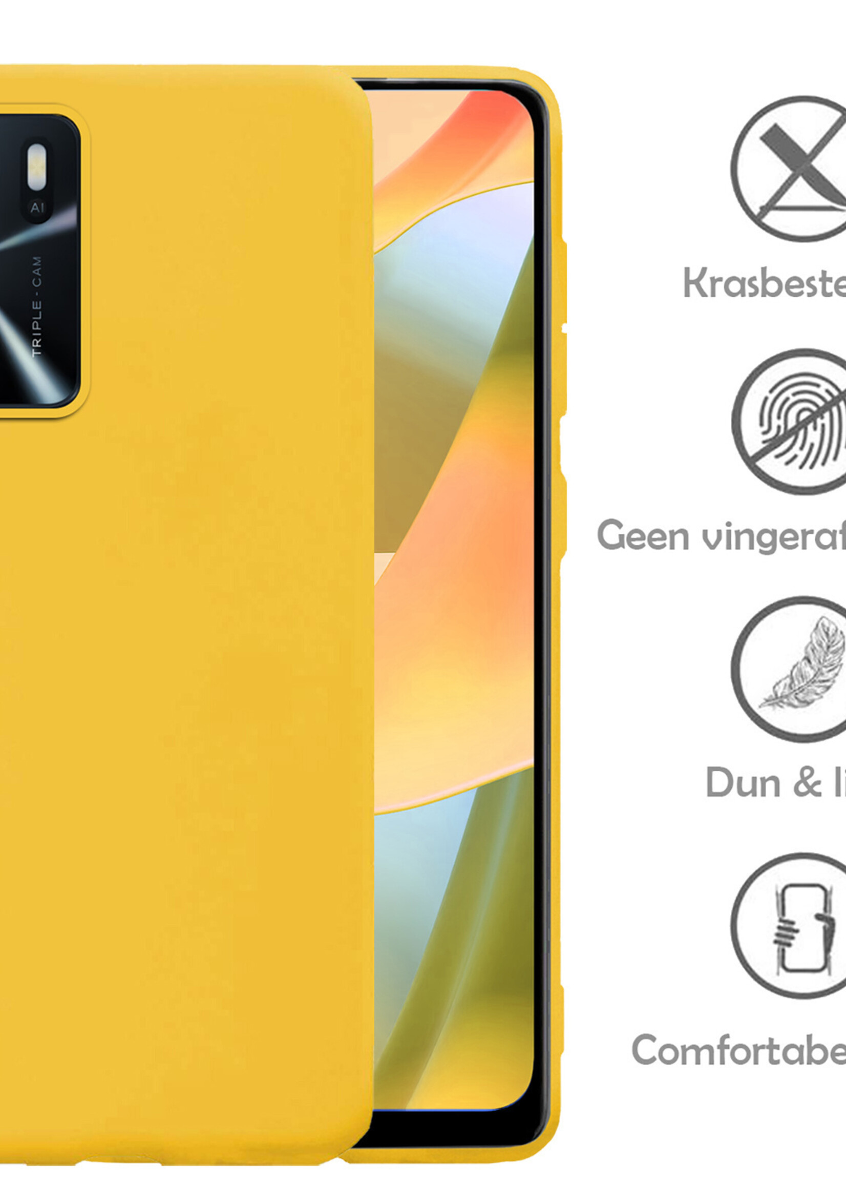 LUQ Hoesje Geschikt voor OPPO A16s Hoesje Siliconen Case - Hoes Geschikt voor OPPO A16s Hoes Siliconen - Geel - 2 Stuks