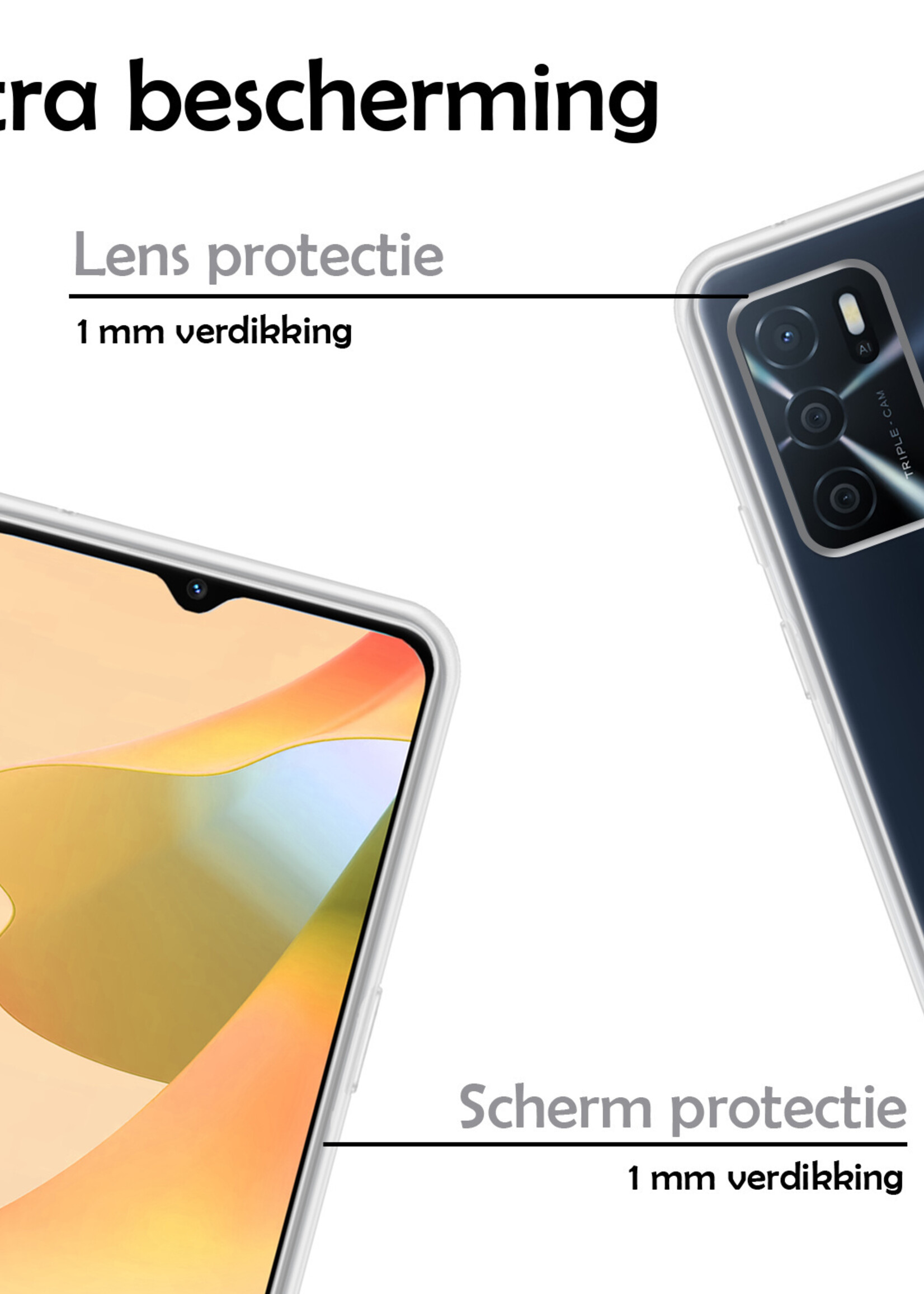 LUQ Hoesje Geschikt voor OPPO A16s Hoesje Siliconen Case - Hoes Geschikt voor OPPO A16s Hoes Siliconen - Transparant - 2 Stuks