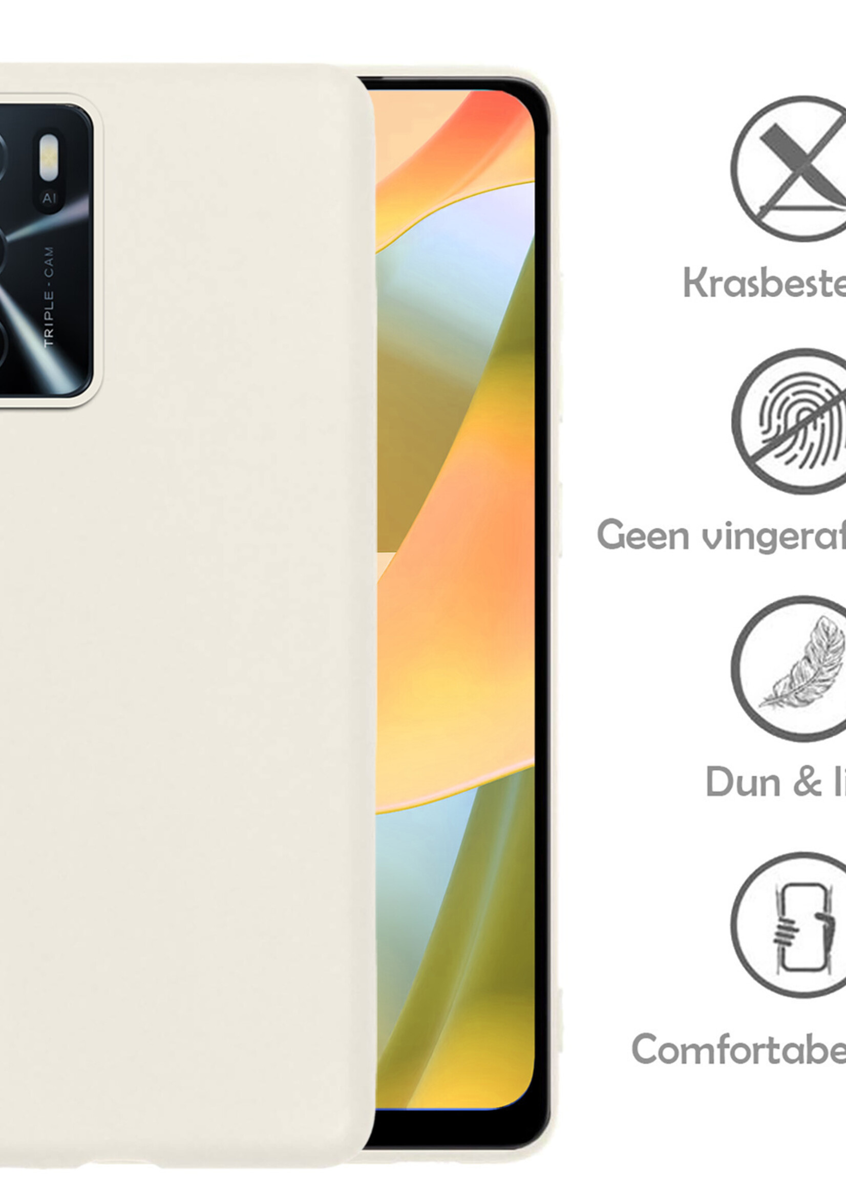 LUQ Hoesje Geschikt voor OPPO A16s Hoesje Siliconen Case - Hoes Geschikt voor OPPO A16s Hoes Siliconen - Wit - 2 Stuks