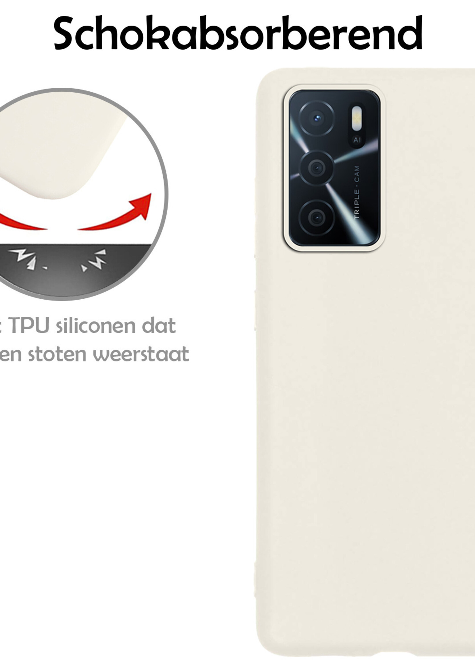 LUQ Hoesje Geschikt voor OPPO A16s Hoesje Siliconen Case - Hoes Geschikt voor OPPO A16s Hoes Siliconen - Wit - 2 Stuks