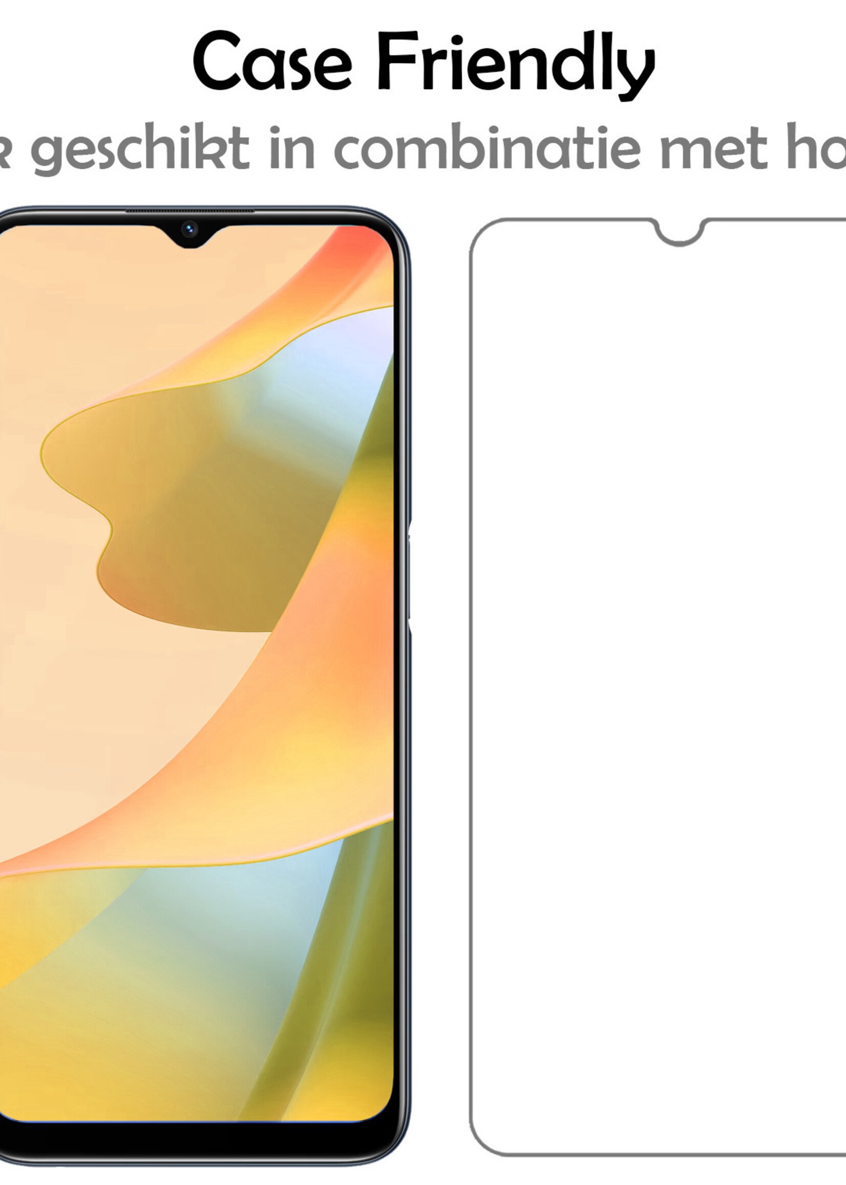 LUQ Hoesje Geschikt voor OPPO A16s Hoesje Siliconen Case Met Screenprotector - Hoes Geschikt voor OPPO A16s Hoes Siliconen - Lichtroze