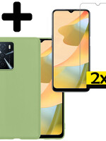 LUQ LUQ OPPO A16s Hoesje Siliconen Met 2x Screenprotector - Groen