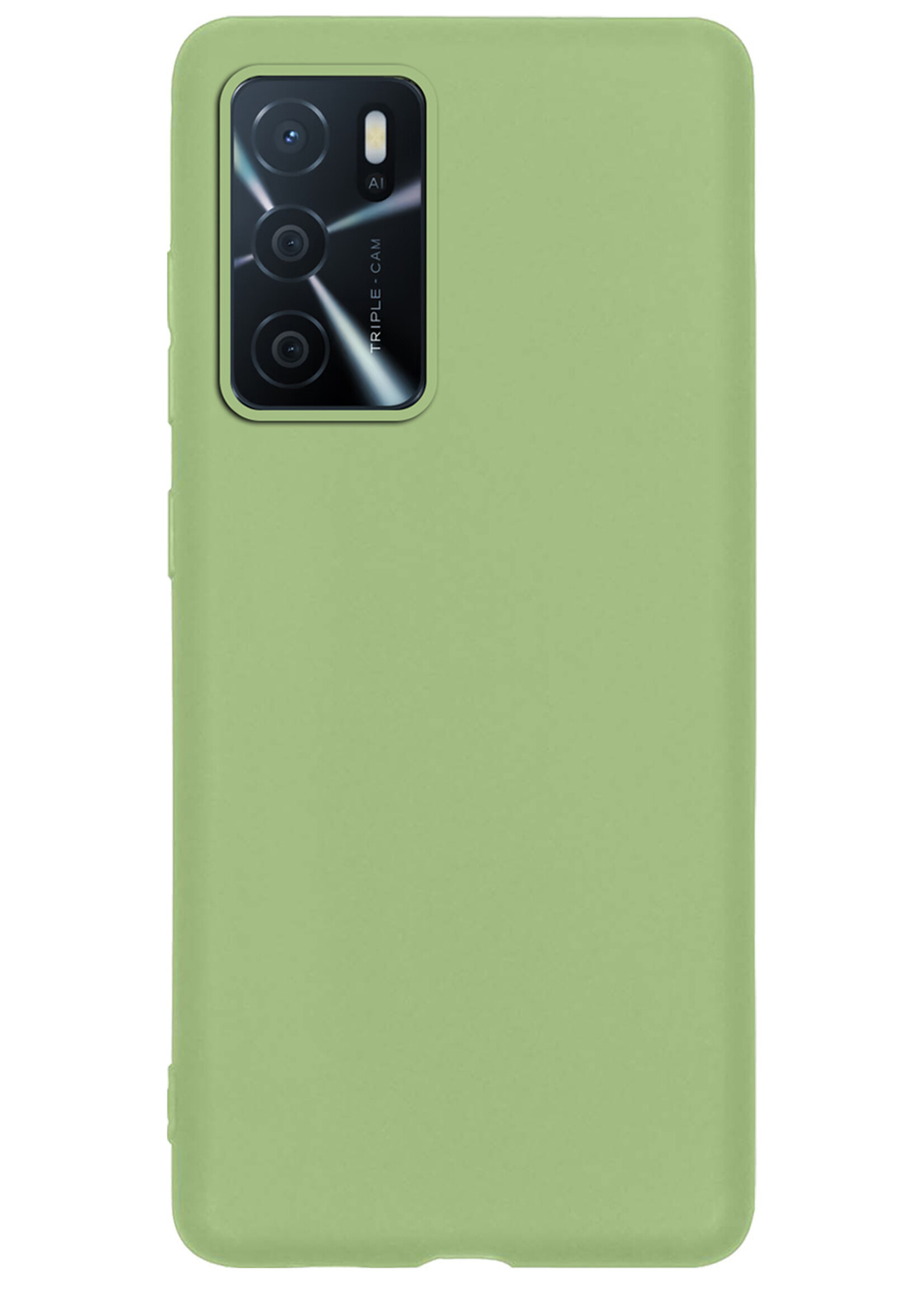 LUQ Hoesje Geschikt voor OPPO A16s Hoesje Siliconen Case Met 2x Screenprotector - Hoes Geschikt voor OPPO A16s Hoes Siliconen - Groen