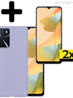 LUQ LUQ OPPO A16s Hoesje Siliconen Met 2x Screenprotector - Lila