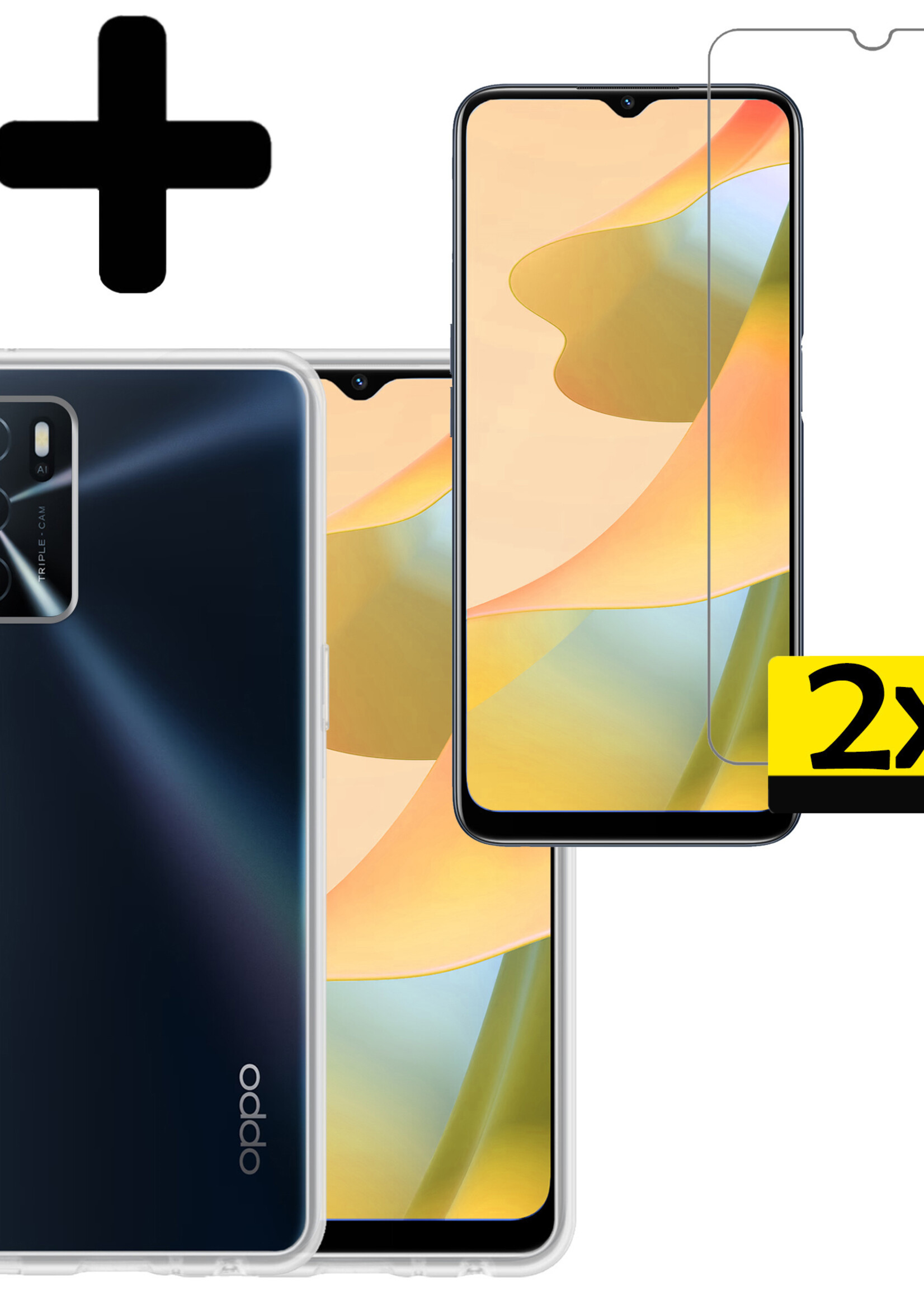 LUQ Hoesje Geschikt voor OPPO A16s Hoesje Siliconen Case Met 2x Screenprotector - Hoes Geschikt voor OPPO A16s Hoes Siliconen - Transparant