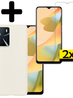 LUQ LUQ OPPO A16s Hoesje Siliconen Met 2x Screenprotector - Wit