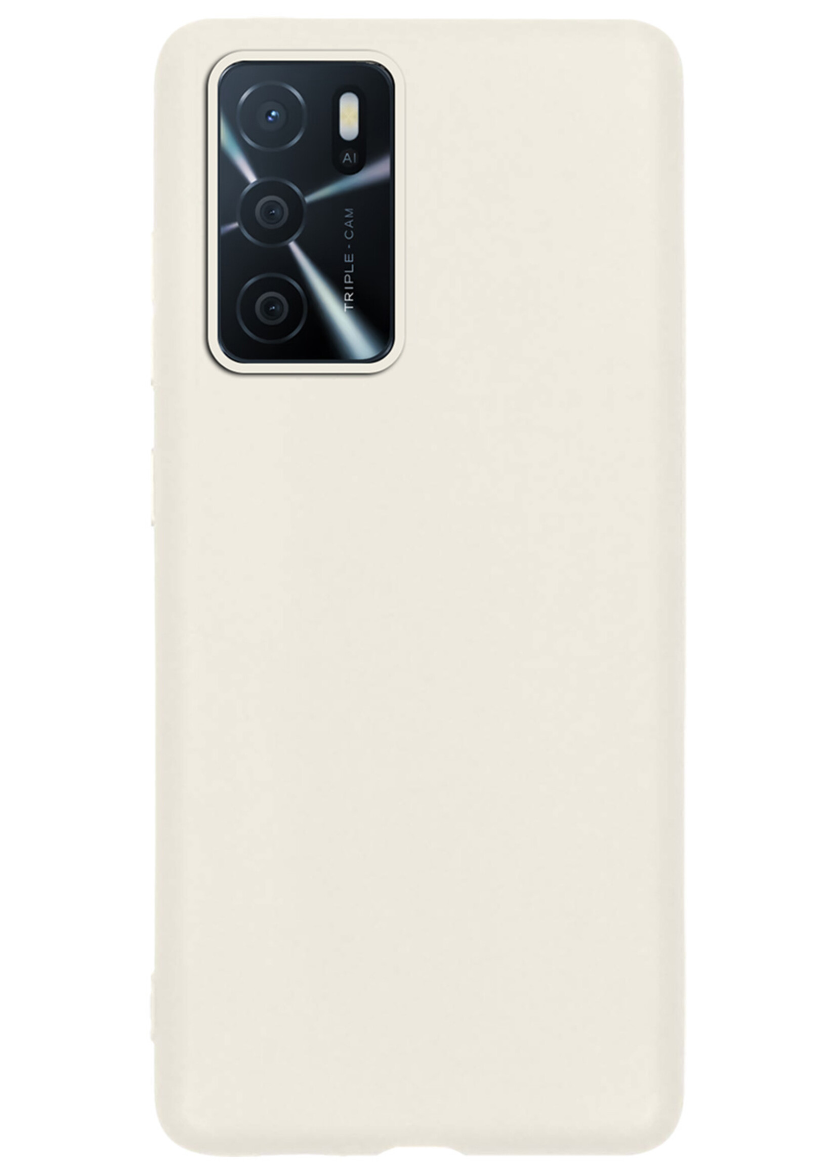 LUQ Hoesje Geschikt voor OPPO A16s Hoesje Siliconen Case Met 2x Screenprotector - Hoes Geschikt voor OPPO A16s Hoes Siliconen - Wit