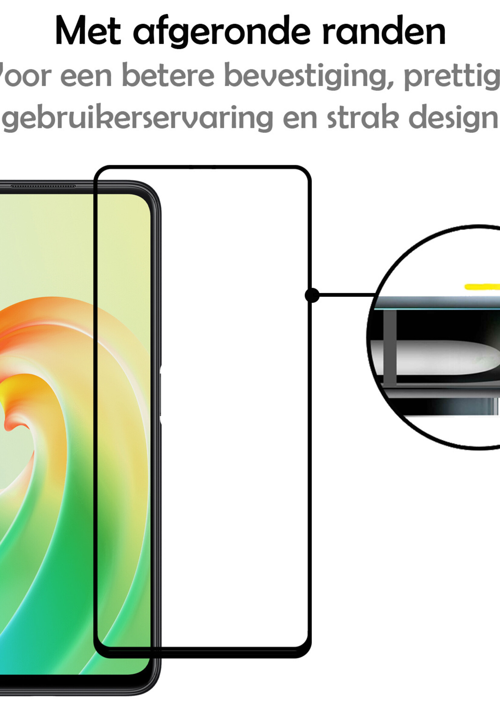 LUQ Screenprotector Geschikt voor OPPO A76 Screenprotector Glas Full Cover - Screenprotector Geschikt voor OPPO A76 Screenprotector Full Cover