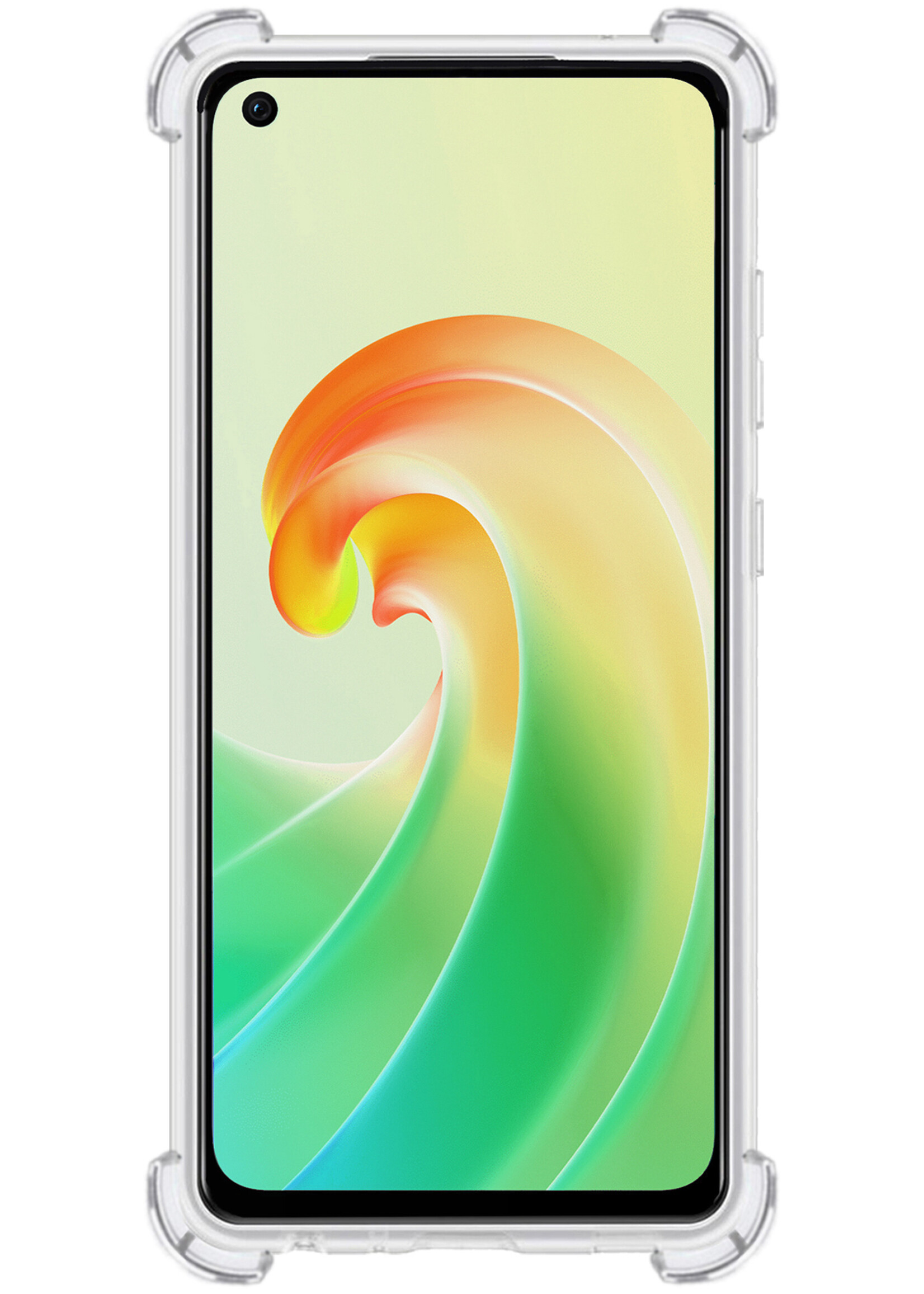LUQ Hoesje Geschikt voor OPPO A76 Hoesje Shockproof Case Siliconen Met Screenprotector - Hoes Geschikt voor OPPO A76 Hoes Cover Siliconen - Transparant