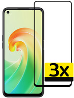 LUQ OPPO A96 Screenprotector Glas Full Cover - 3 PACK