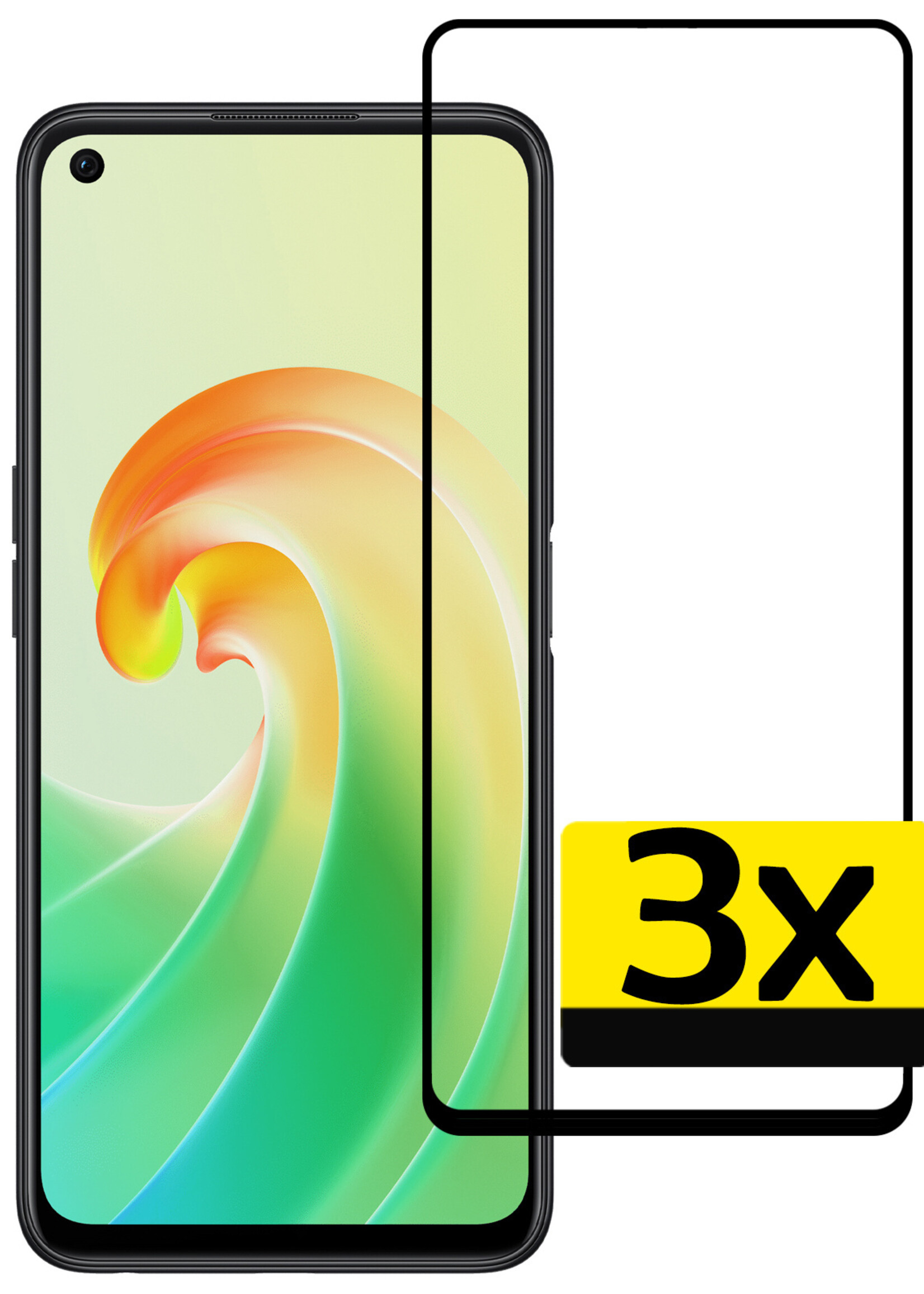 LUQ Screenprotector Geschikt voor OPPO A96 Screenprotector Glas Full Cover - Screenprotector Geschikt voor OPPO A96 Screenprotector Full Cover - 3 Stuks