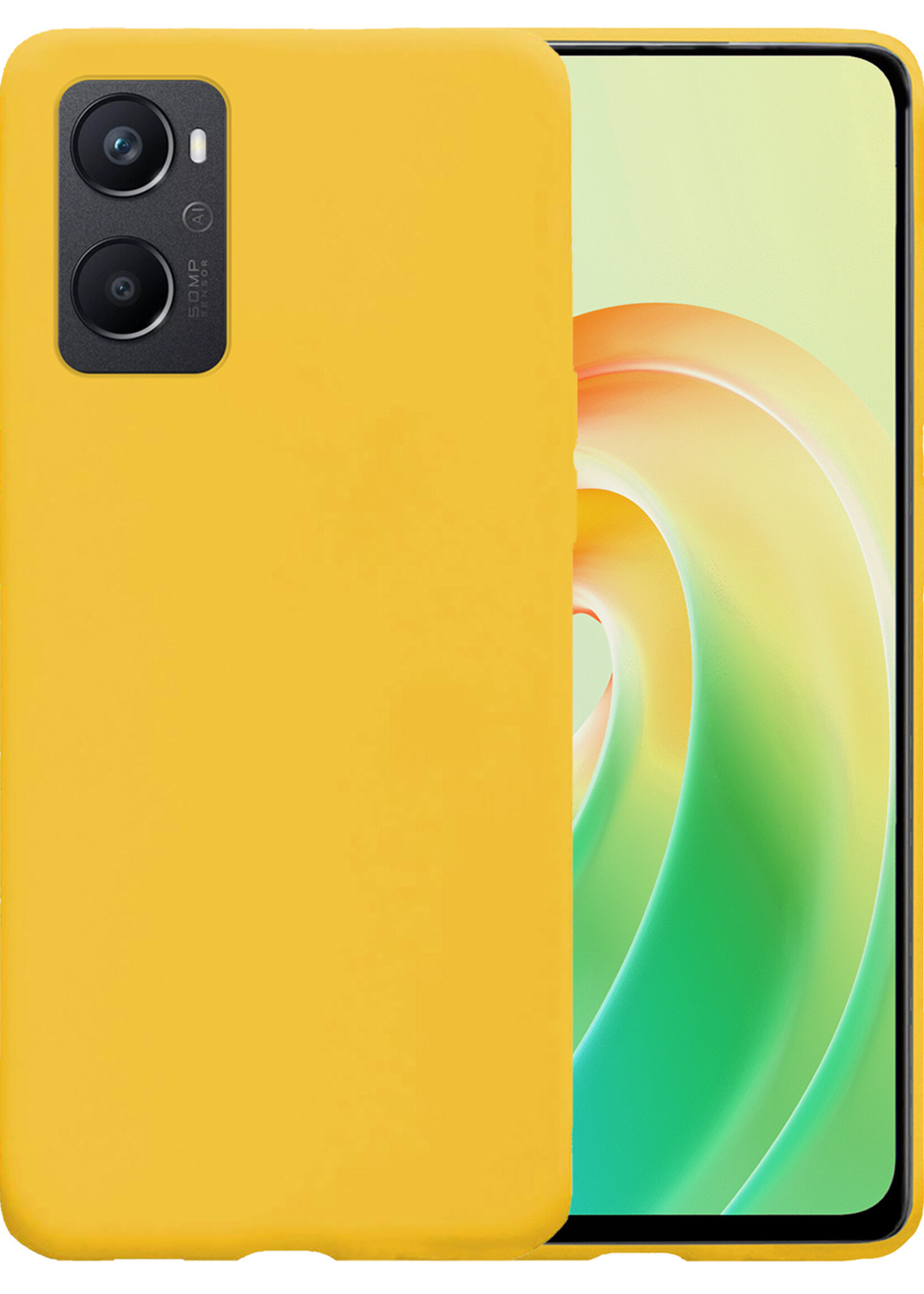 LUQ Hoesje Geschikt voor OPPO A96 Hoesje Siliconen Case - Hoes Geschikt voor OPPO A96 Hoes Siliconen - Geel