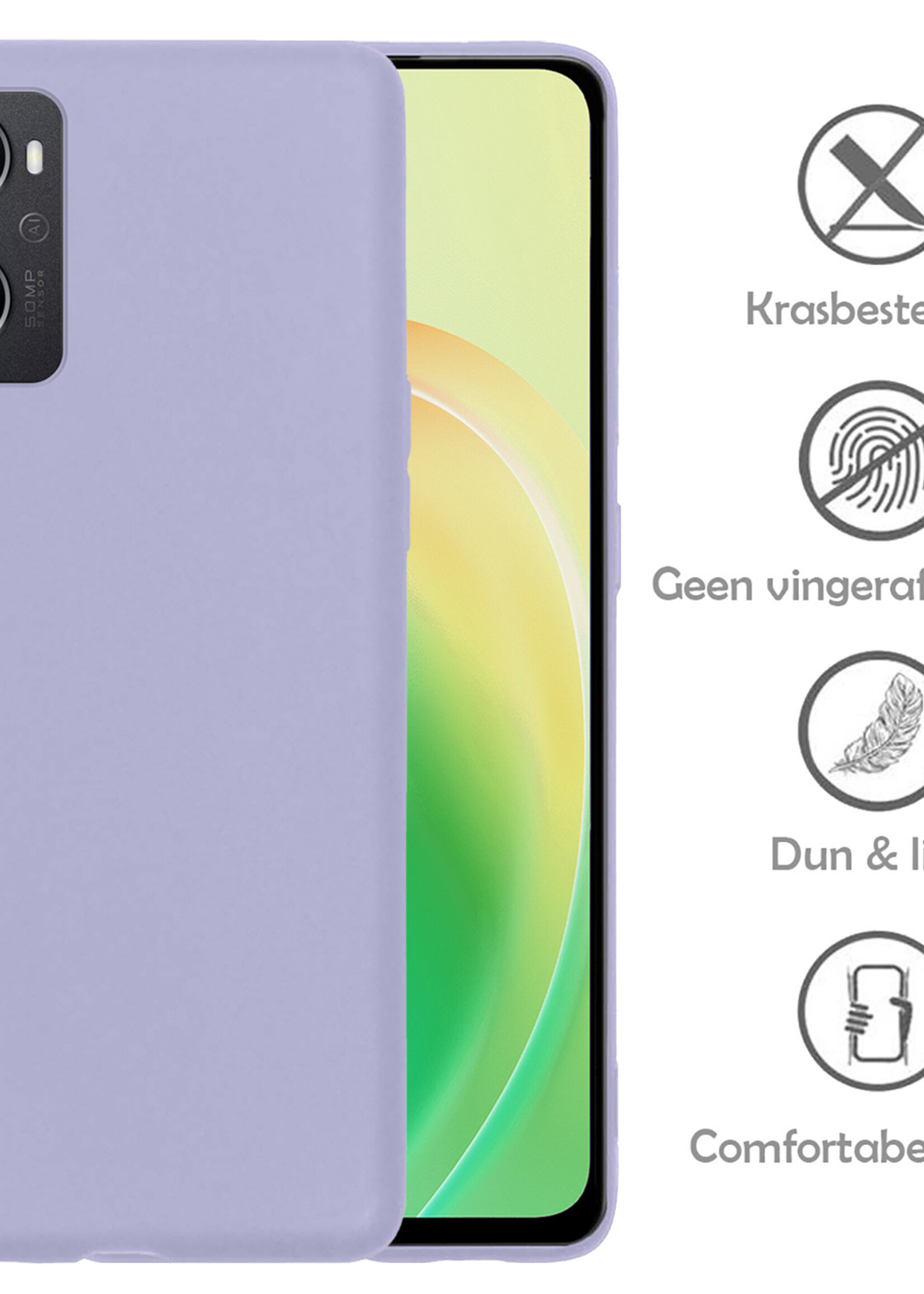 LUQ Hoesje Geschikt voor OPPO A96 Hoesje Siliconen Case - Hoes Geschikt voor OPPO A96 Hoes Siliconen - Lila