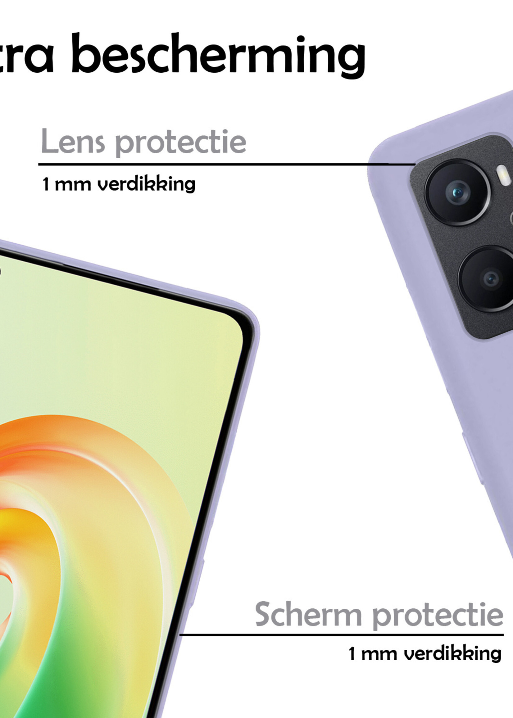 LUQ Hoesje Geschikt voor OPPO A96 Hoesje Siliconen Case - Hoes Geschikt voor OPPO A96 Hoes Siliconen - Lila