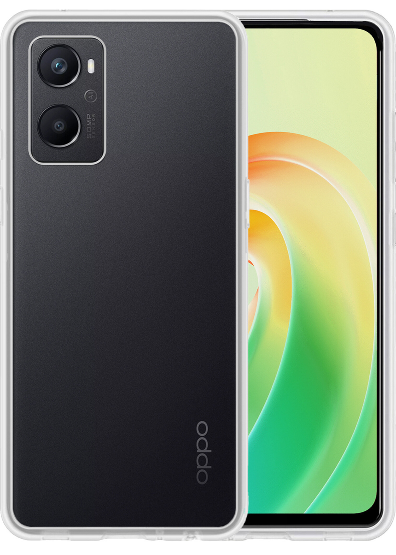 LUQ Hoesje Geschikt voor OPPO A96 Hoesje Siliconen Case - Hoes Geschikt voor OPPO A96 Hoes Siliconen - Transparant