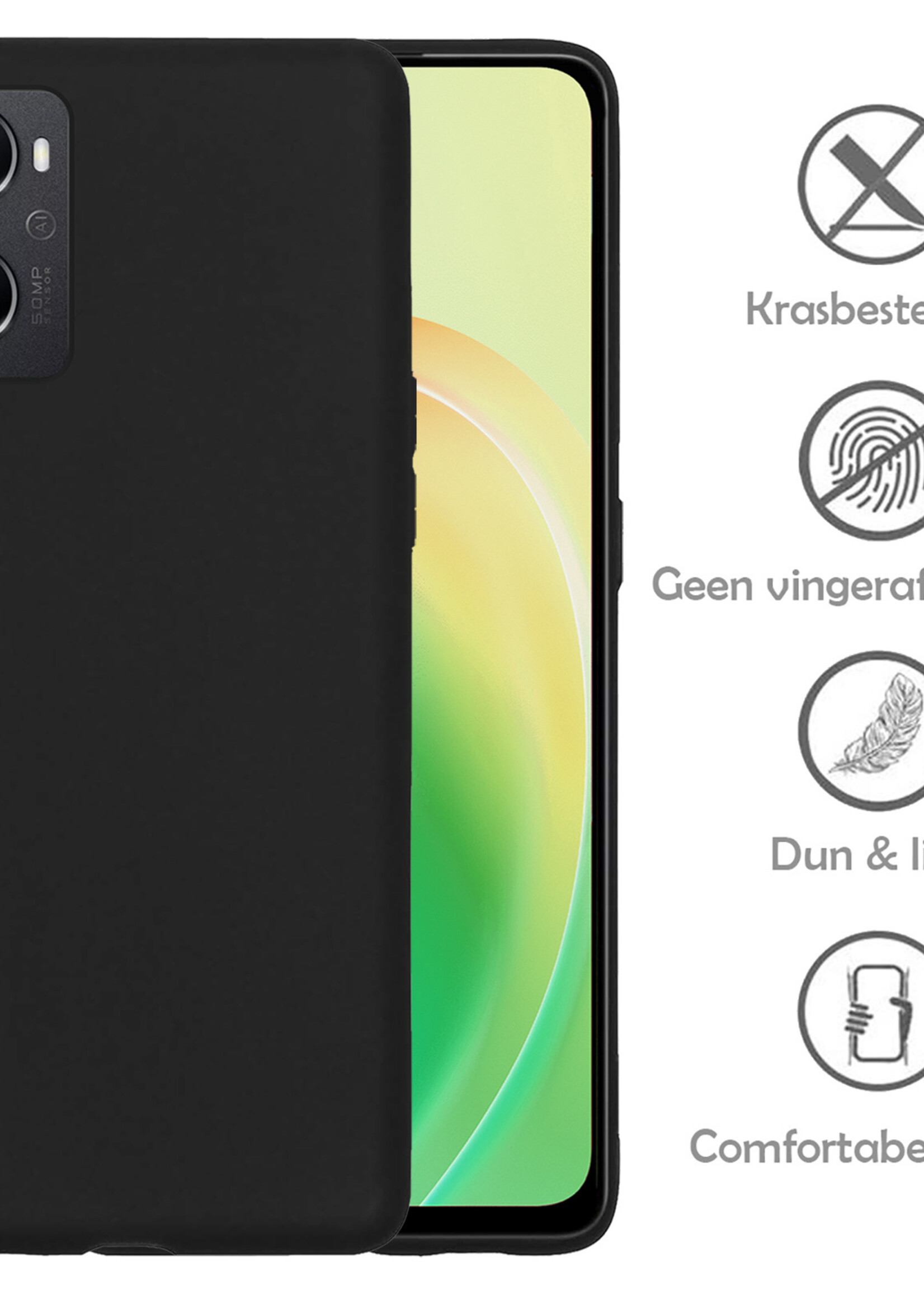 LUQ Hoesje Geschikt voor OPPO A96 Hoesje Siliconen Case - Hoes Geschikt voor OPPO A96 Hoes Siliconen - Zwart