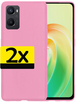 LUQ LUQ OPPO A96 Hoesje Siliconen - Lichtroze - 2 PACK