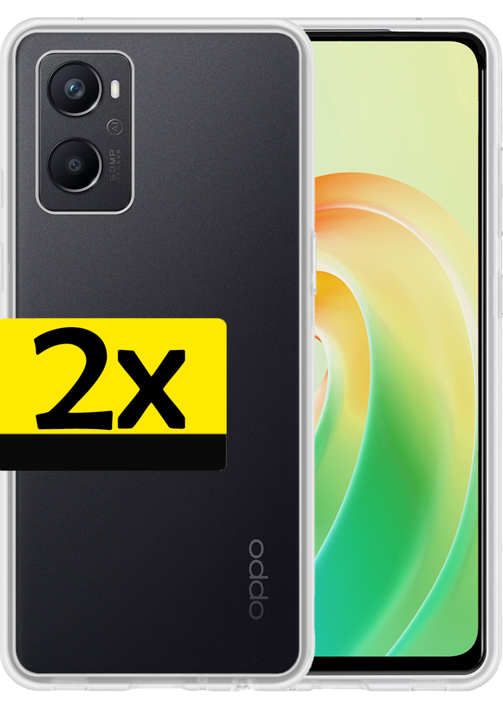 LUQ Hoesje Geschikt voor OPPO A96 Hoesje Siliconen Case - Hoes Geschikt voor OPPO A96 Hoes Siliconen - Transparant - 2 Stuks