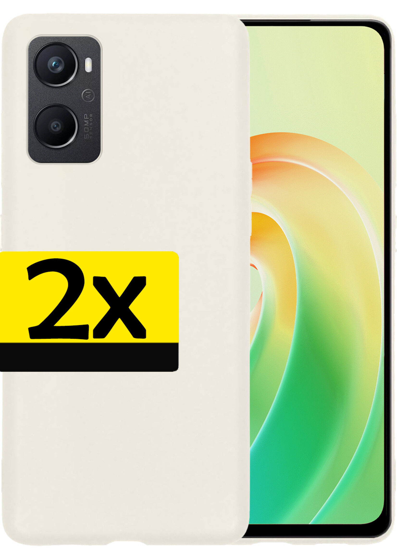 LUQ Hoesje Geschikt voor OPPO A96 Hoesje Siliconen Case - Hoes Geschikt voor OPPO A96 Hoes Siliconen - Wit - 2 Stuks