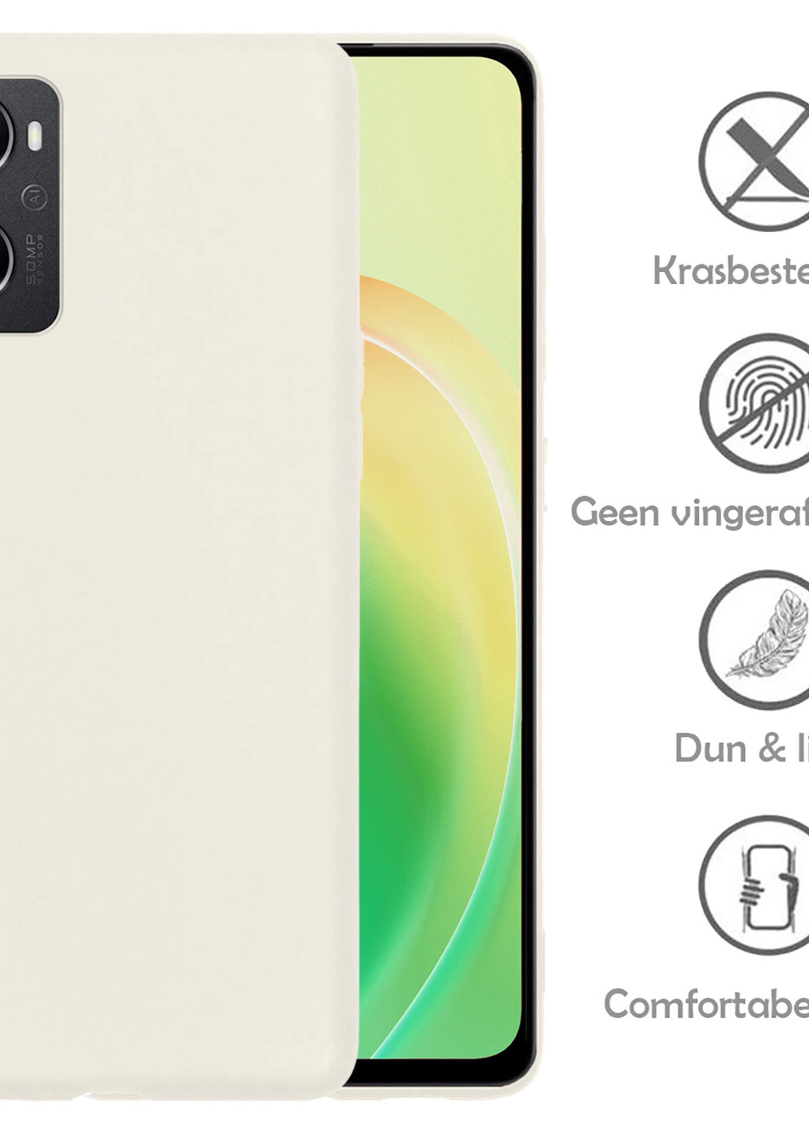 LUQ Hoesje Geschikt voor OPPO A96 Hoesje Siliconen Case - Hoes Geschikt voor OPPO A96 Hoes Siliconen - Wit - 2 Stuks