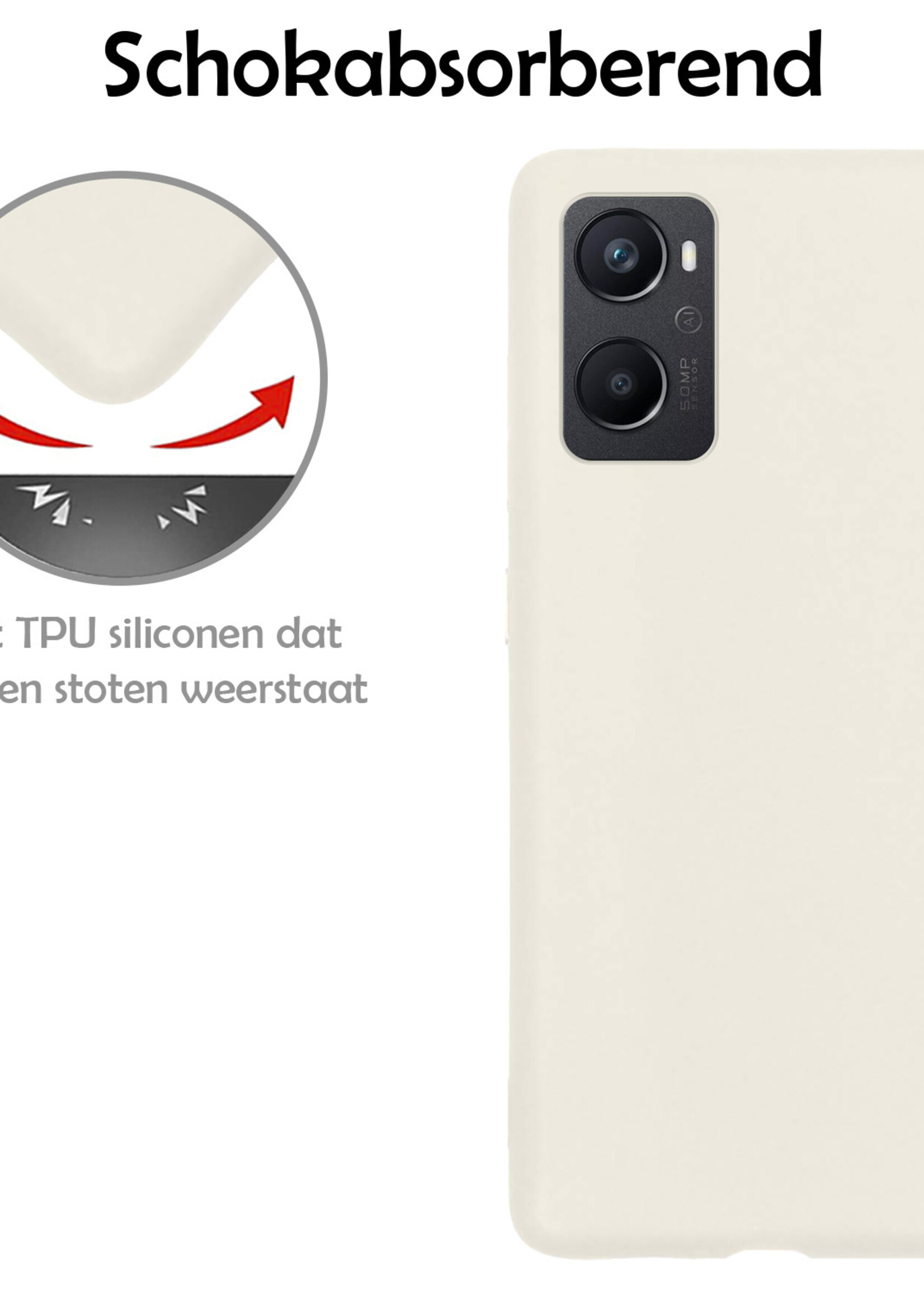 LUQ Hoesje Geschikt voor OPPO A96 Hoesje Siliconen Case - Hoes Geschikt voor OPPO A96 Hoes Siliconen - Wit - 2 Stuks