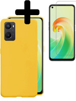 LUQ LUQ OPPO A96 Hoesje Siliconen Met Screenprotector - Geel