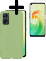 LUQ LUQ OPPO A96 Hoesje Siliconen Met Screenprotector - Groen