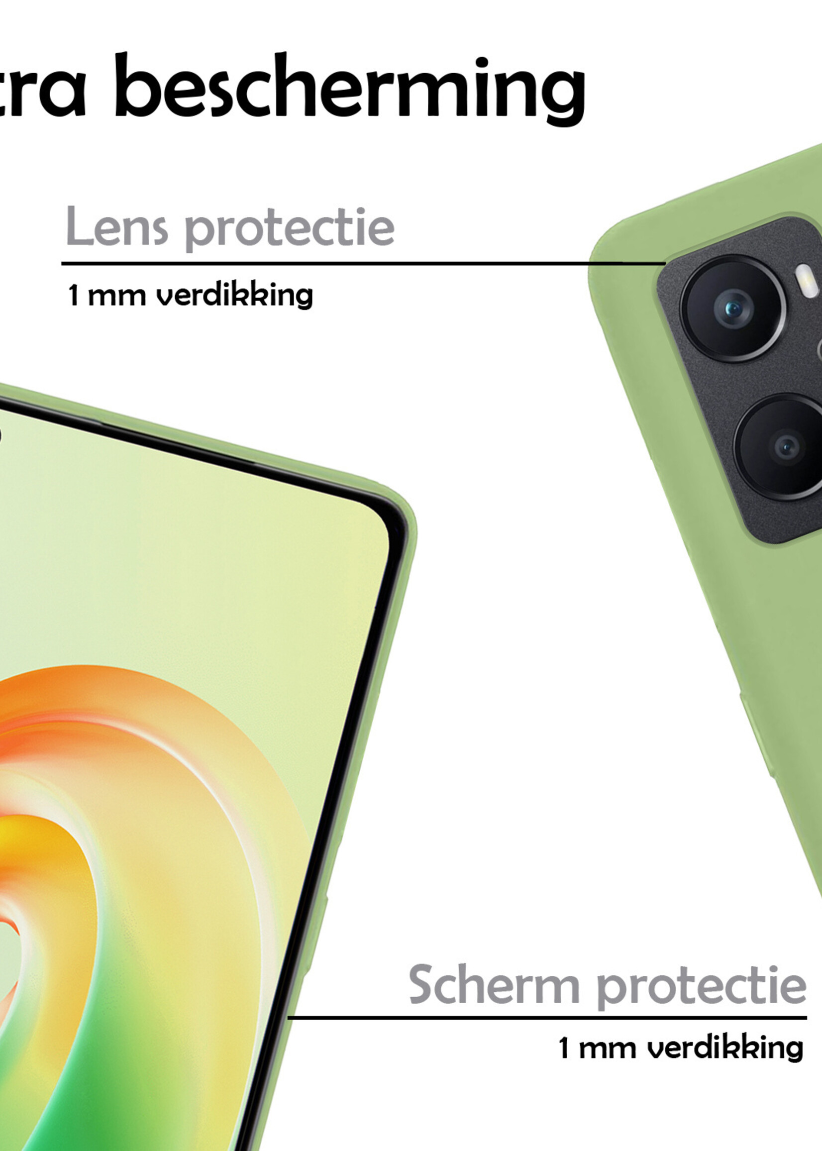 LUQ Hoesje Geschikt voor OPPO A96 Hoesje Siliconen Case Met Screenprotector - Hoes Geschikt voor OPPO A96 Hoes Siliconen - Groen