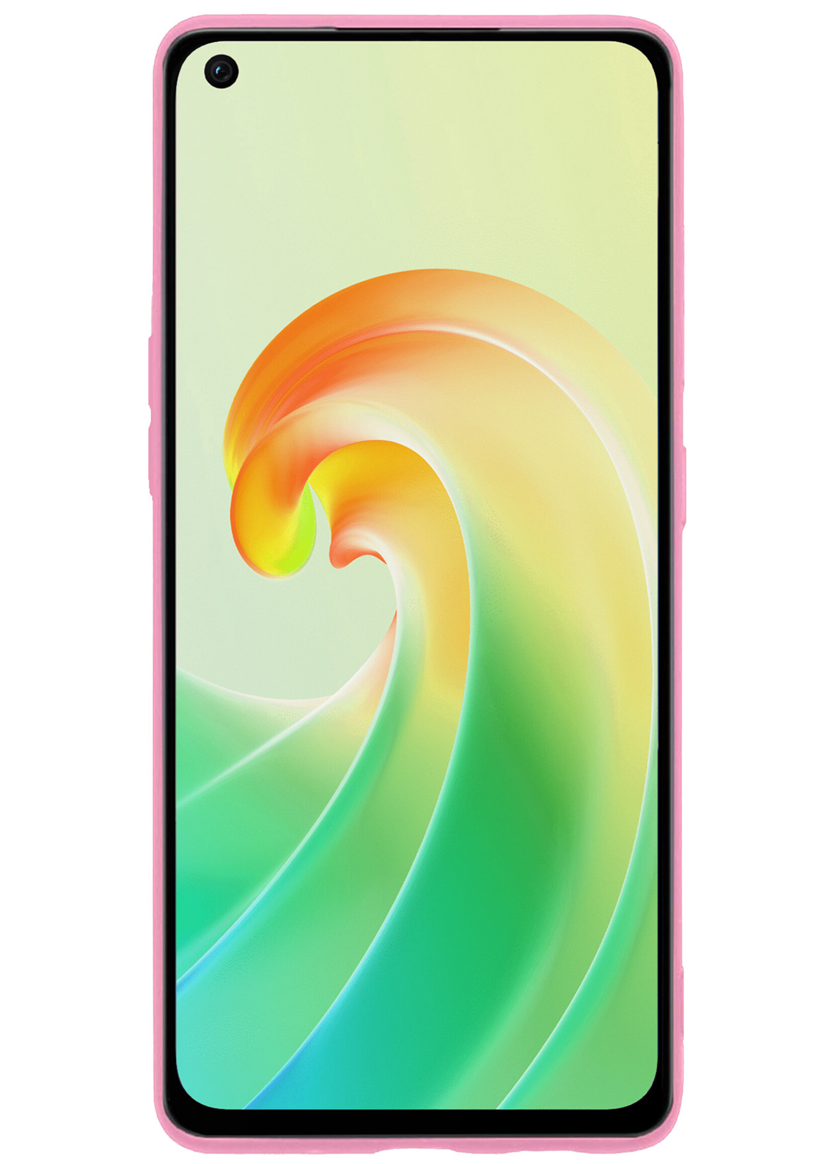 LUQ Hoesje Geschikt voor OPPO A96 Hoesje Siliconen Case Met Screenprotector - Hoes Geschikt voor OPPO A96 Hoes Siliconen - Lichtroze