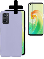 LUQ LUQ OPPO A96 Hoesje Siliconen Met Screenprotector - Lila