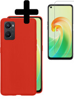LUQ LUQ OPPO A96 Hoesje Siliconen Met Screenprotector - Rood